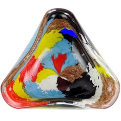 Dino Martens Murano 1950s Painterly Multi-Color Oriente Italian Art Glass Bowl