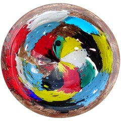 Dino Martens Murano 1950s Painterly Multi-Color Oriente Italian Art Glass Bowl