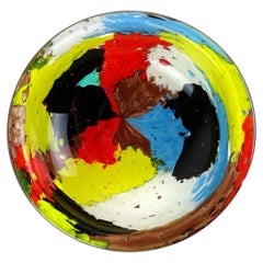 Dino Martens Murano 1950s Painterly Multi-Color Oriente Italian Art Glass Bowl