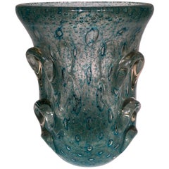 Barovier & Toso  Murano Artistic Blown Glass ‘Cactus’ Blue Vase, circa 1950