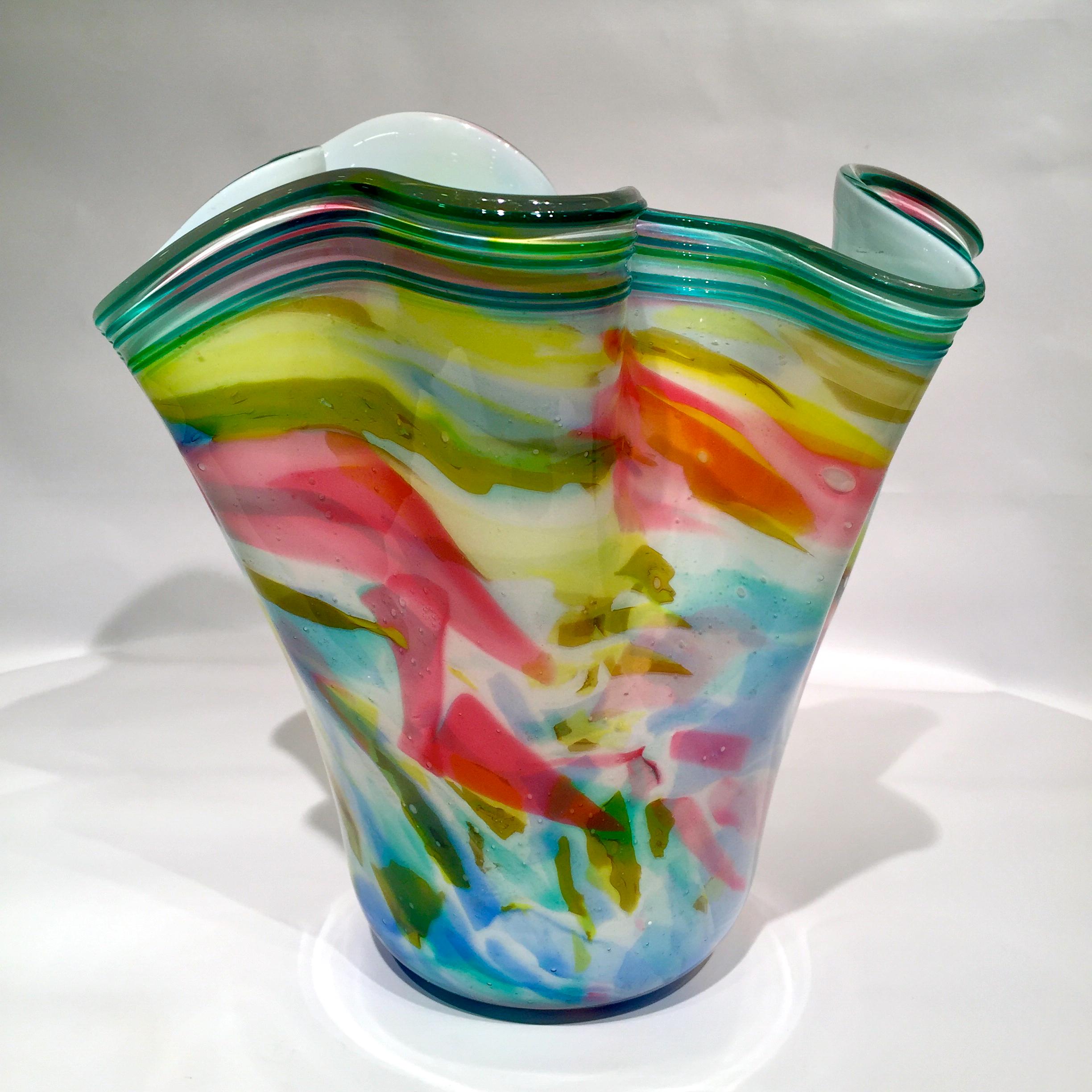 Dino Martens Murano artistic blown glass multi-color vase, circa 1950.