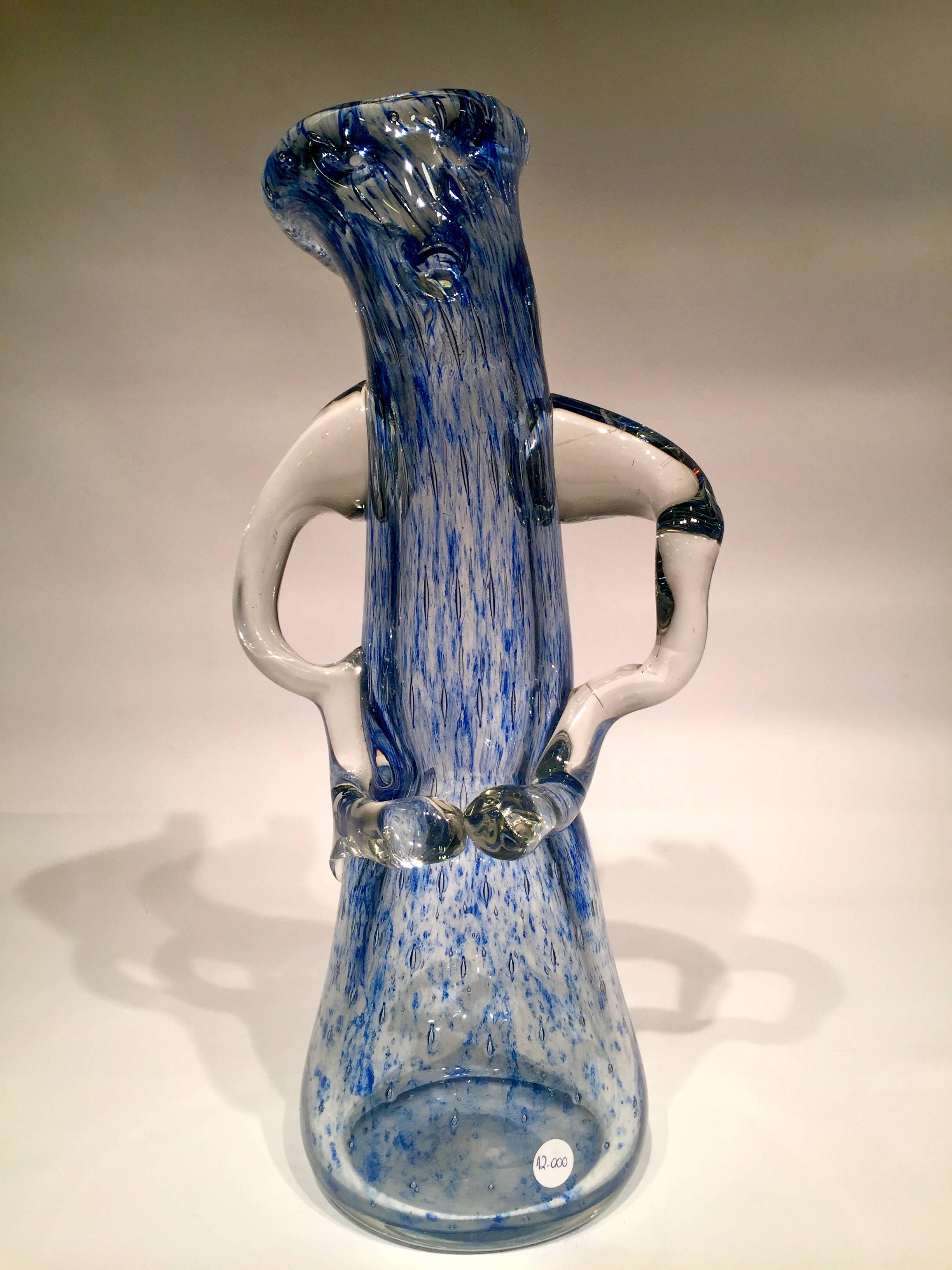 Mid-20th Century Dino Martens Murano Artistic Blown Glass ‘Tree’ Blue Vase, circa 1950 For Sale