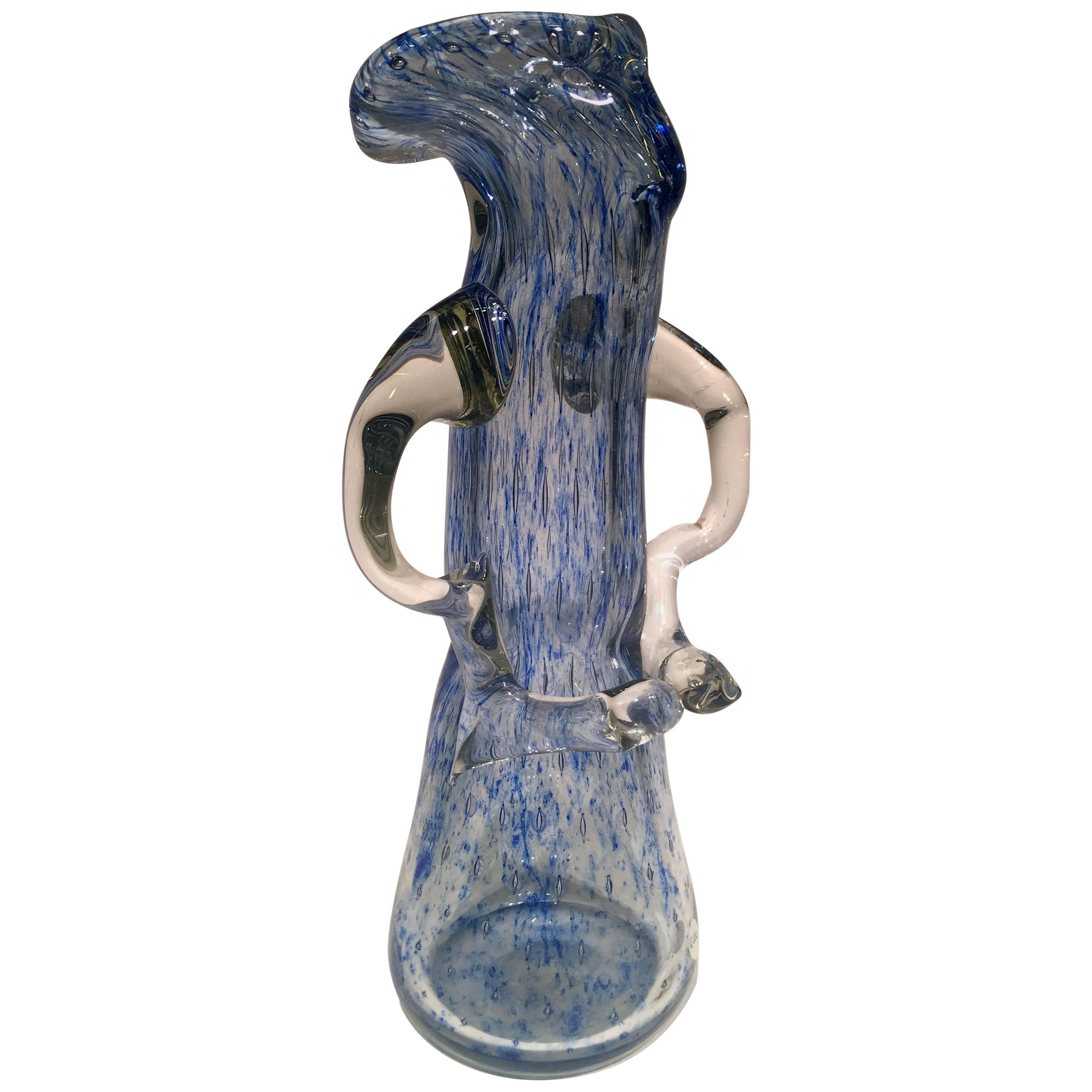 Dino Martens Murano Artistic Blown Glass ‘Tree’ Blue Vase, circa 1950 For Sale