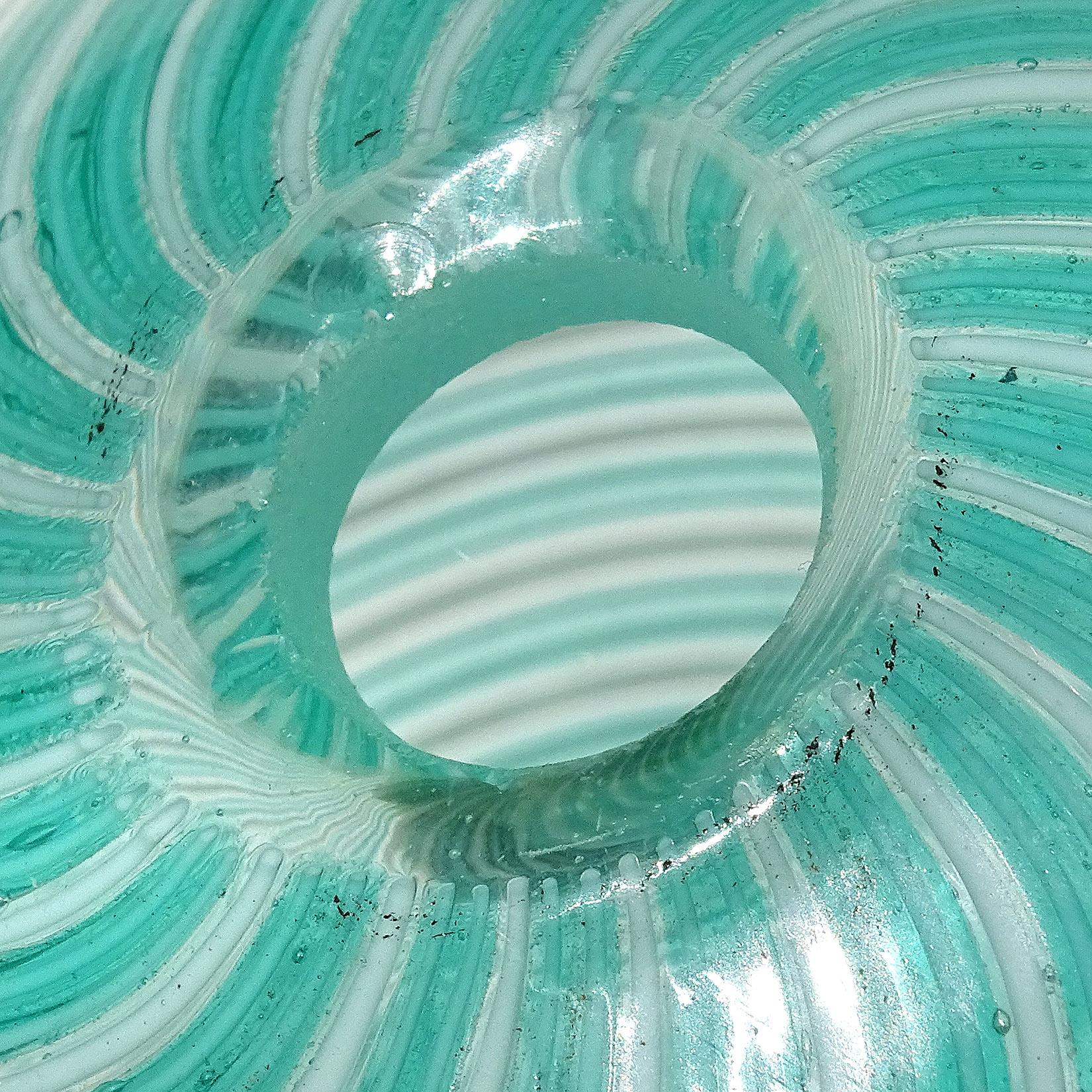 Blown Glass Dino Martens Murano Blue Green White Italian Art Glass Decanter Bottle Vase For Sale