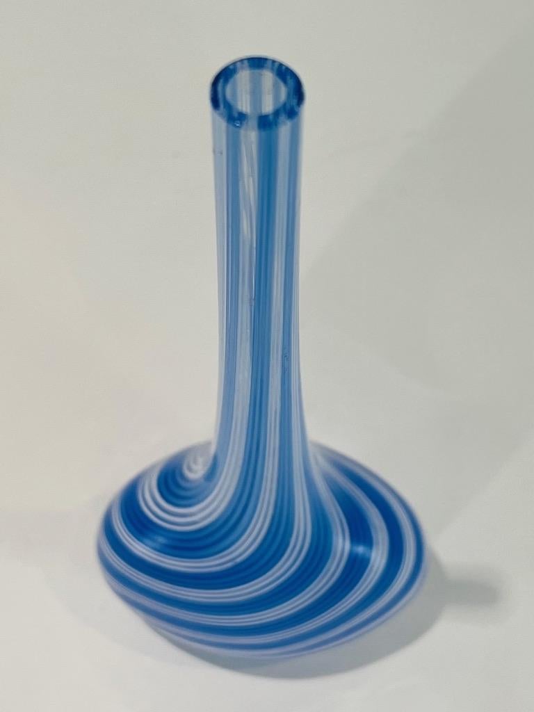 Mid-20th Century Dino Martens Murano glass blue and white vase circa 1950 For Sale