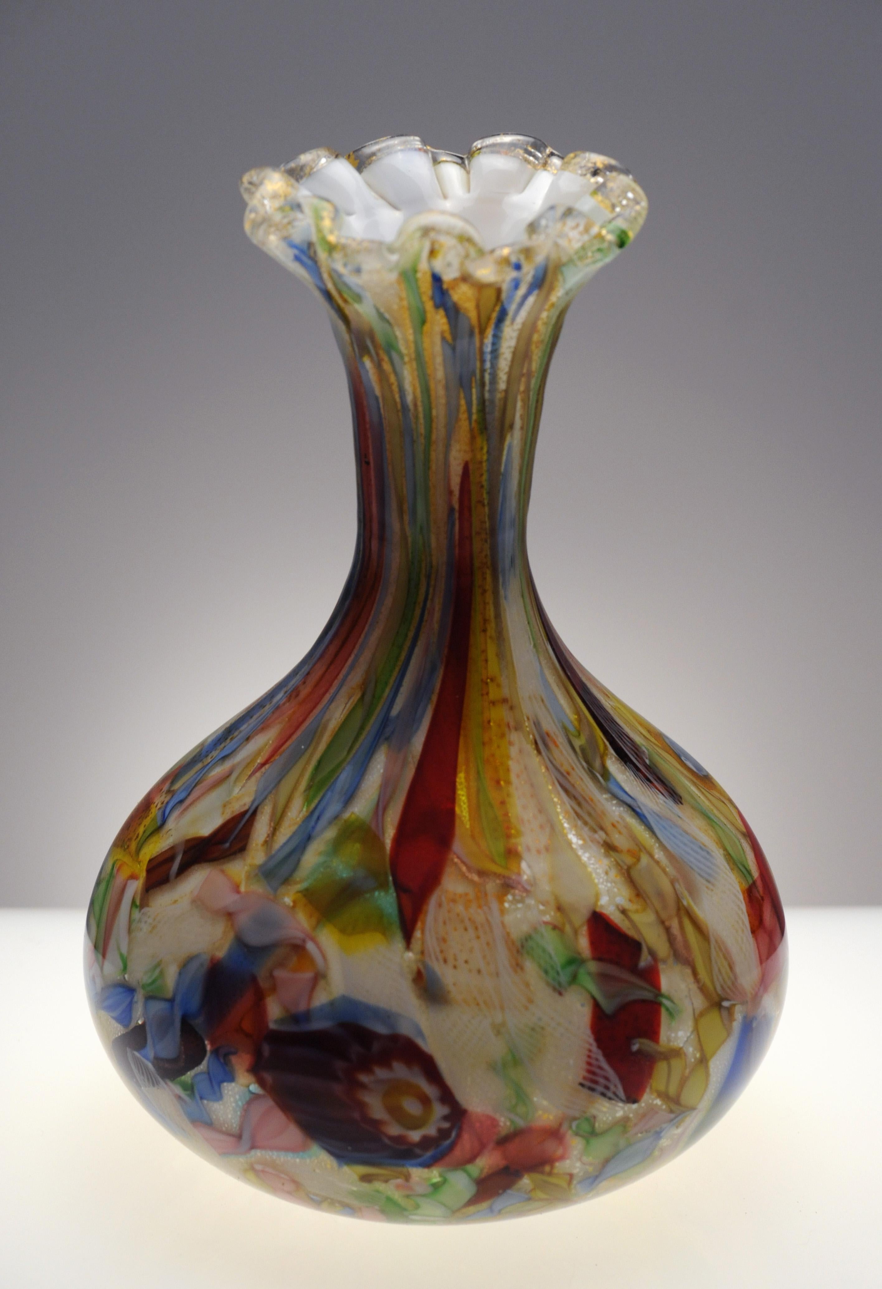 Mid-20th Century Dino Martens Murano Glass Italian Tutti Fruiti Vase, 1950s