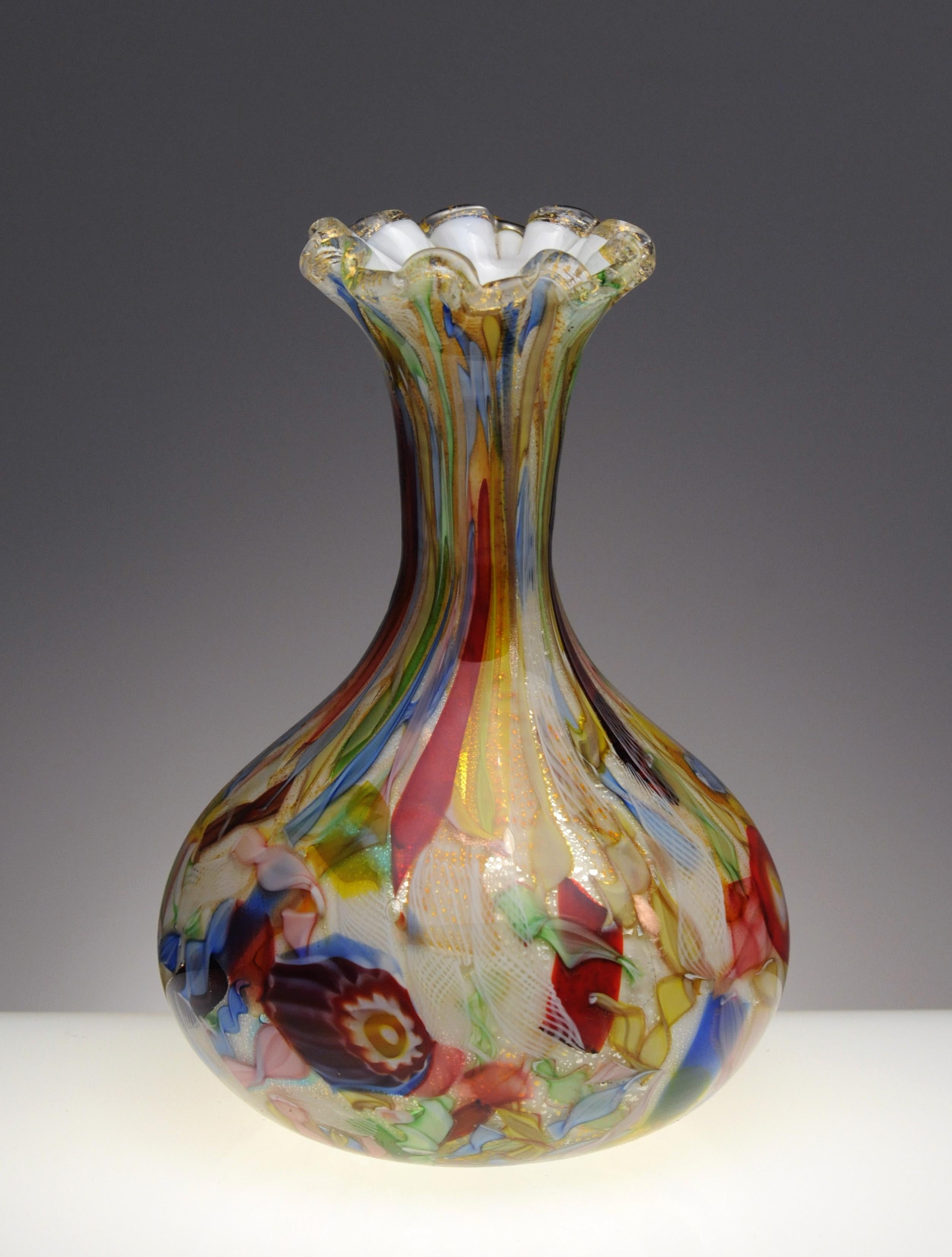 Dino Martens Murano Glass Italian Tutti Fruiti Vase, 1950s 2
