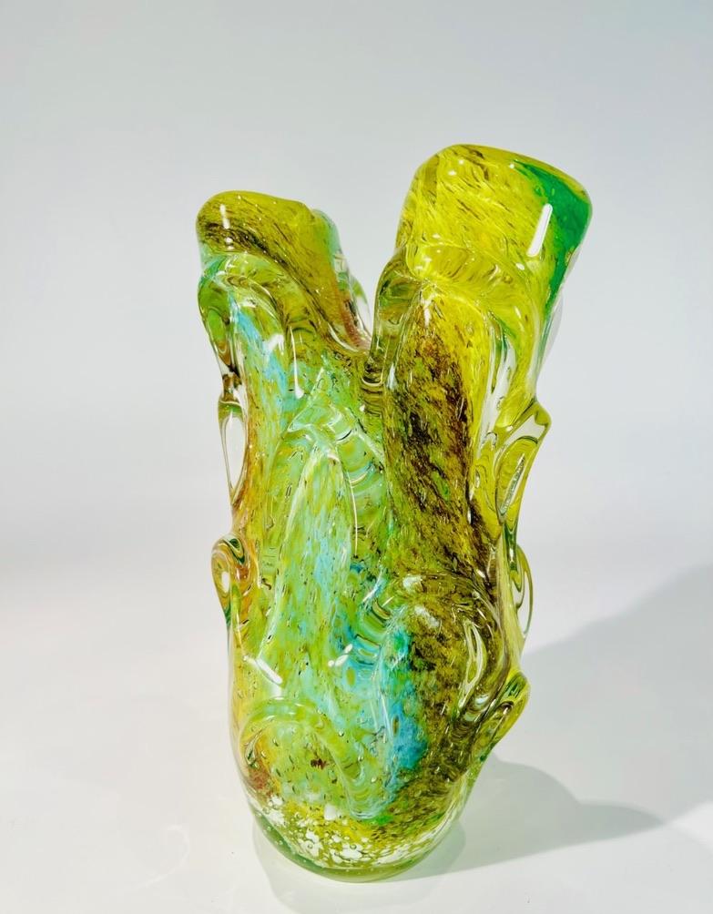 Stil Dino Martens Murano Glas mehrfarbig Vase 1950 (Internationaler Stil) im Angebot
