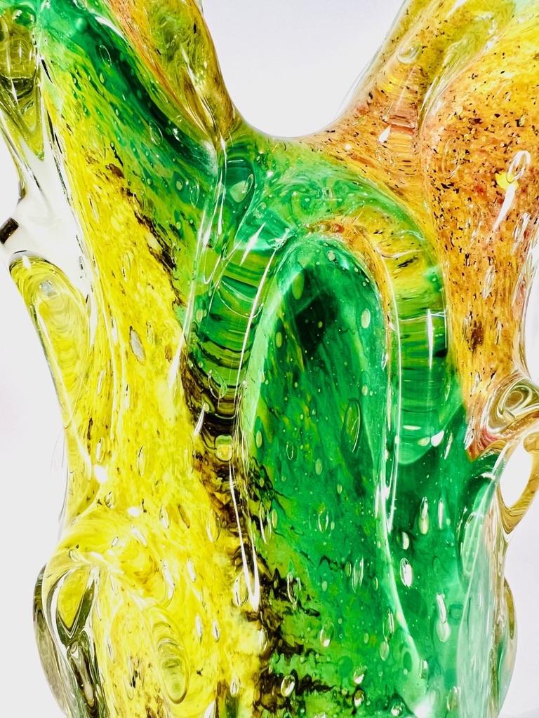Milieu du XXe siècle Style Dino Martens Vase multicolore en verre de Murano 1950 en vente