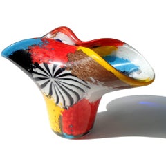 Dino Martens Murano Multi-Color Oriente Italian Art Glass Fan Shape Flower Vase