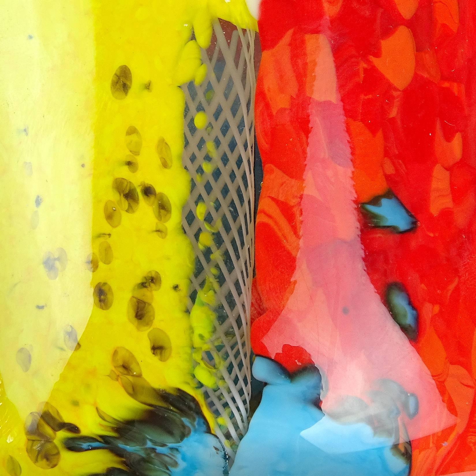 Dino Martens - Vase à fleurs en forme d'éventail en verre de Murano multicolore - Art italien en vente 1