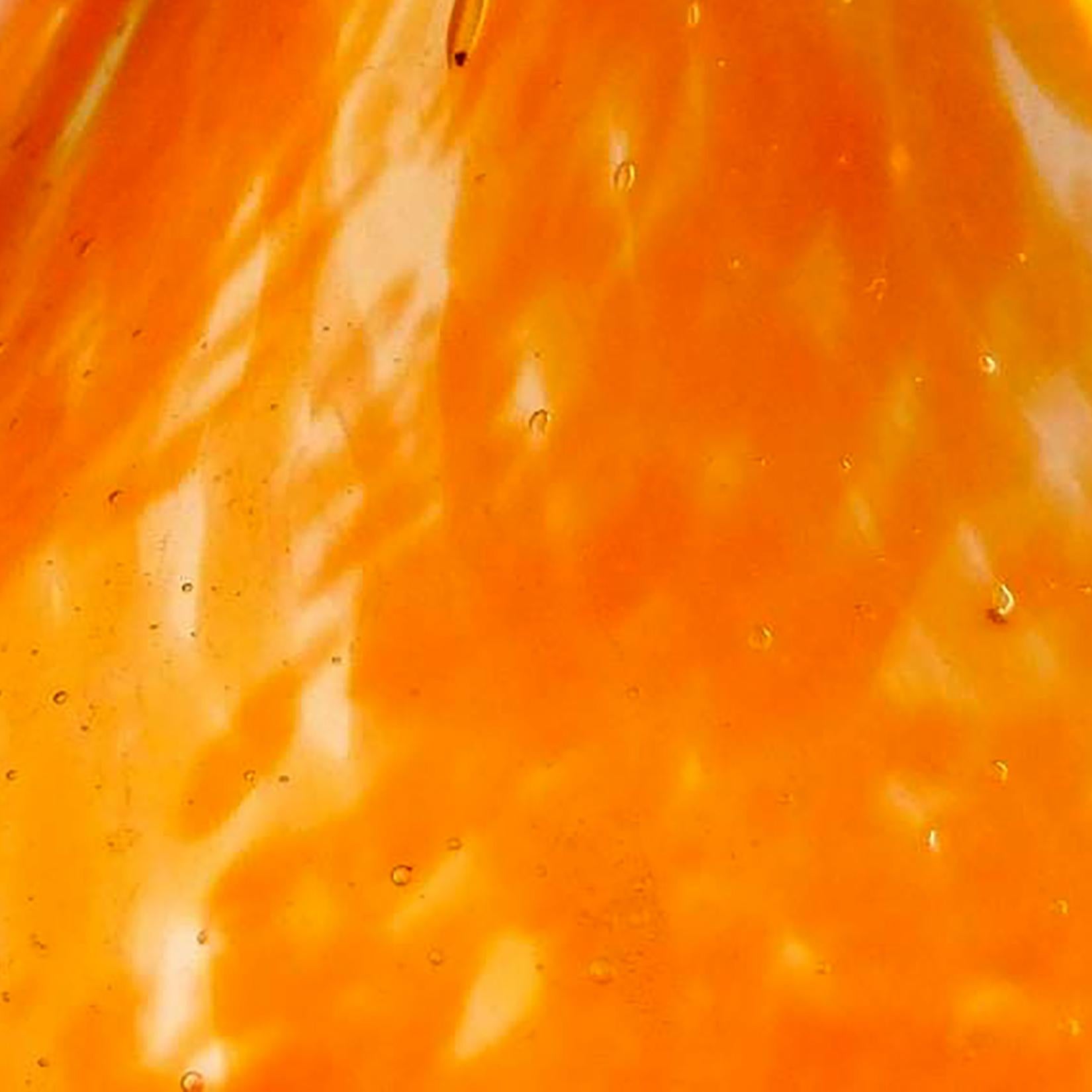 Mid-Century Modern Dino Martens Murano Orange Iridescent Italian Art Glass Monumental Flower Vase For Sale