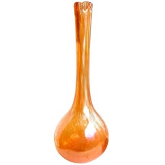 Dino Martens, vase à fleurs monumental en verre d'art italien orange irisé de Murano