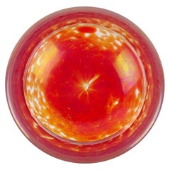Dino Martens Bol décoratif en verre d'art italien de Murano à taches orange irisées