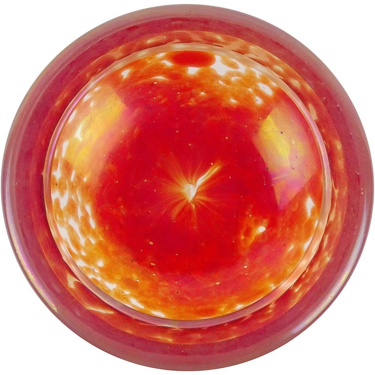 Dino Martens Murano Orange Spots Iridescent Italian Art Glass