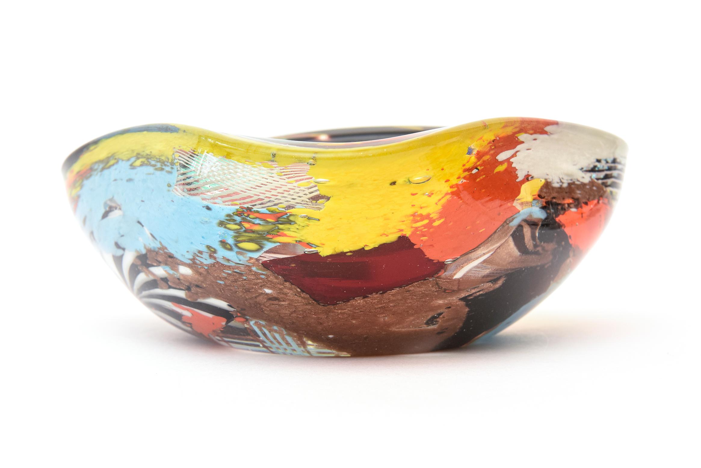 Mid-Century Modern Dino Martens Oriente Murano Multi Colored Glass Bowl Vintage Rare