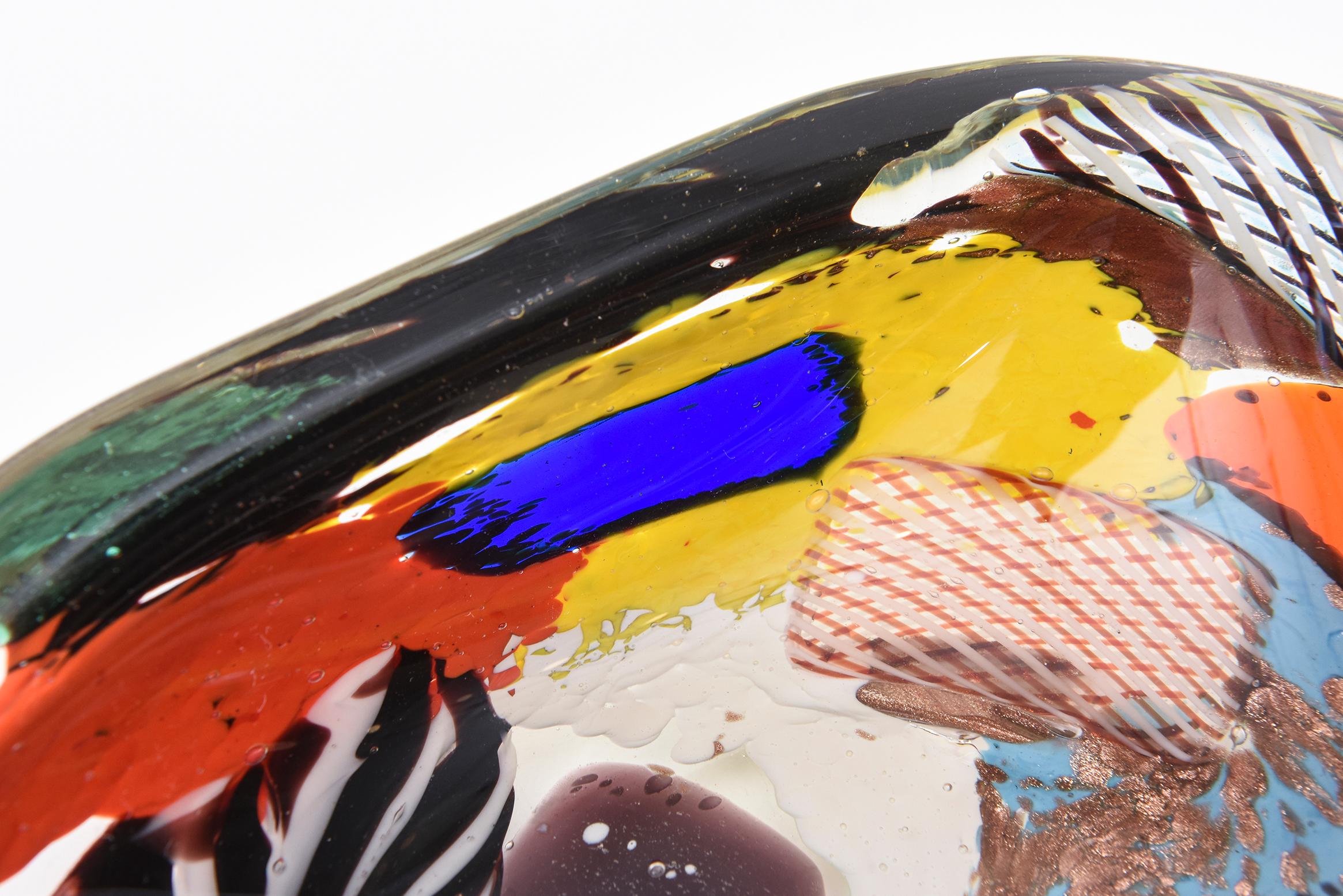 Dino Martens Oriente Murano Multi Colored Glass Bowl Vintage Rare In Good Condition In North Miami, FL