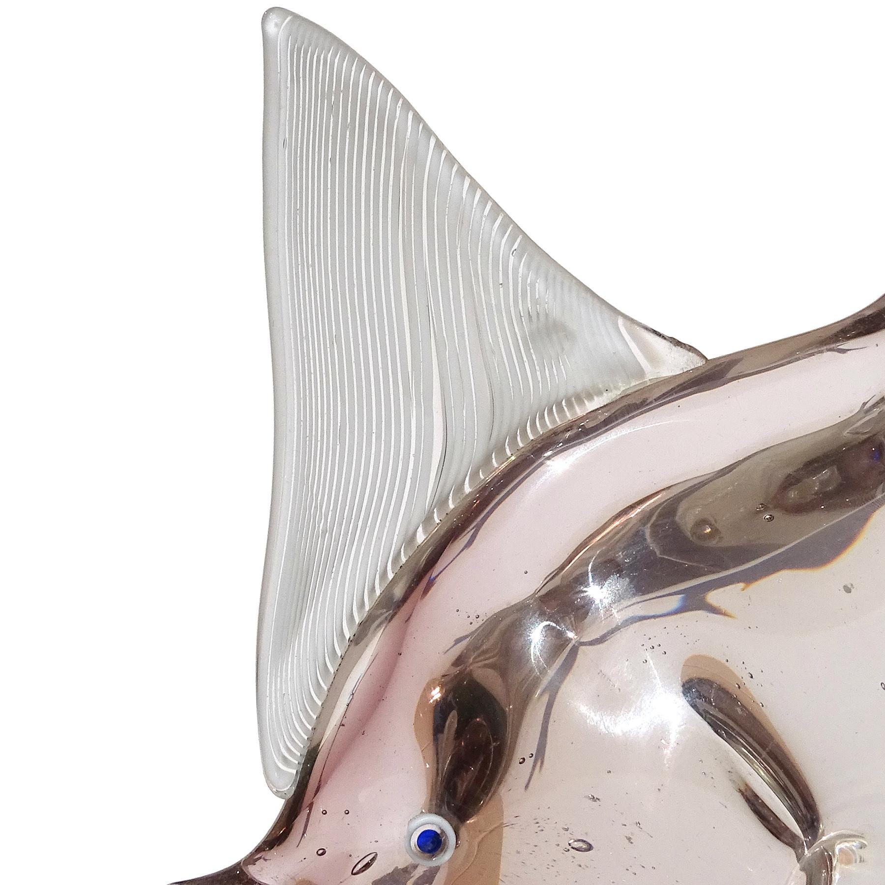Dino Martens Murano Sommerso Champagner lila italienische Kunst Glas Fisch-Skulptur (Handgefertigt) im Angebot