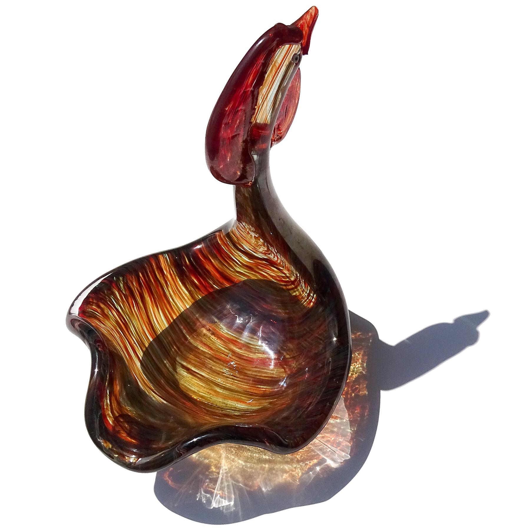 Fait main Dino Martens - Bol oiseau en verre d'art italien irisé Aurene de Murano Variegato 1954 en vente