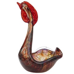 Dino Martens Murano Variegato 1954 Aurene Iridescente Ciotola per uccelli in vetro artistico italiano