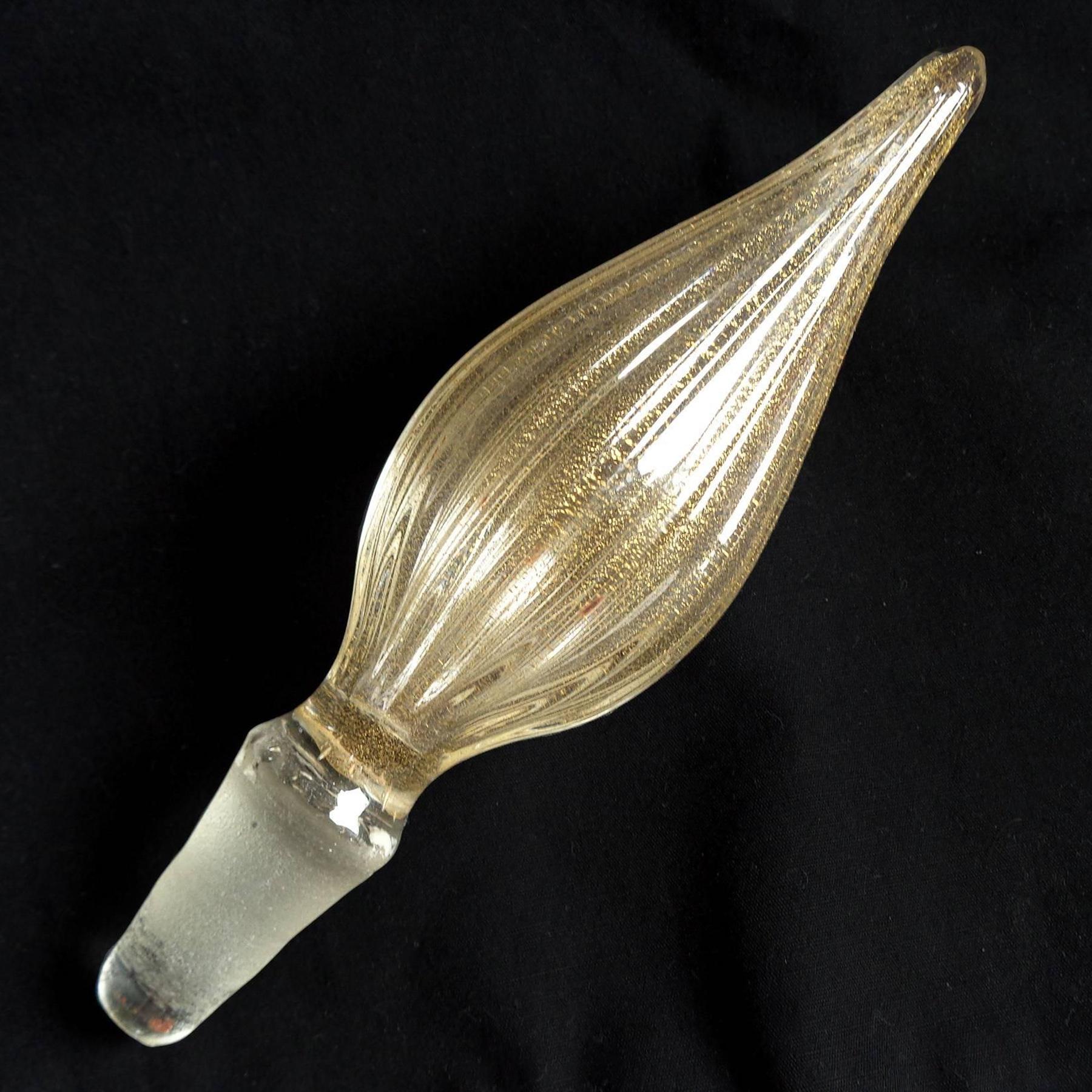 Mid-Century moderno Dino Martens Murano Bianco Blu Giallo Zig Zag Nastri Decanter in vetro artistico italiano in vendita
