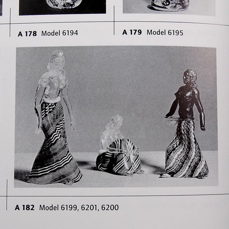 Mid-20th Century Dino Martens Murano Zig Zag Ribbons Skirt Italian Art Glass Nude Woman Sculpture For Sale