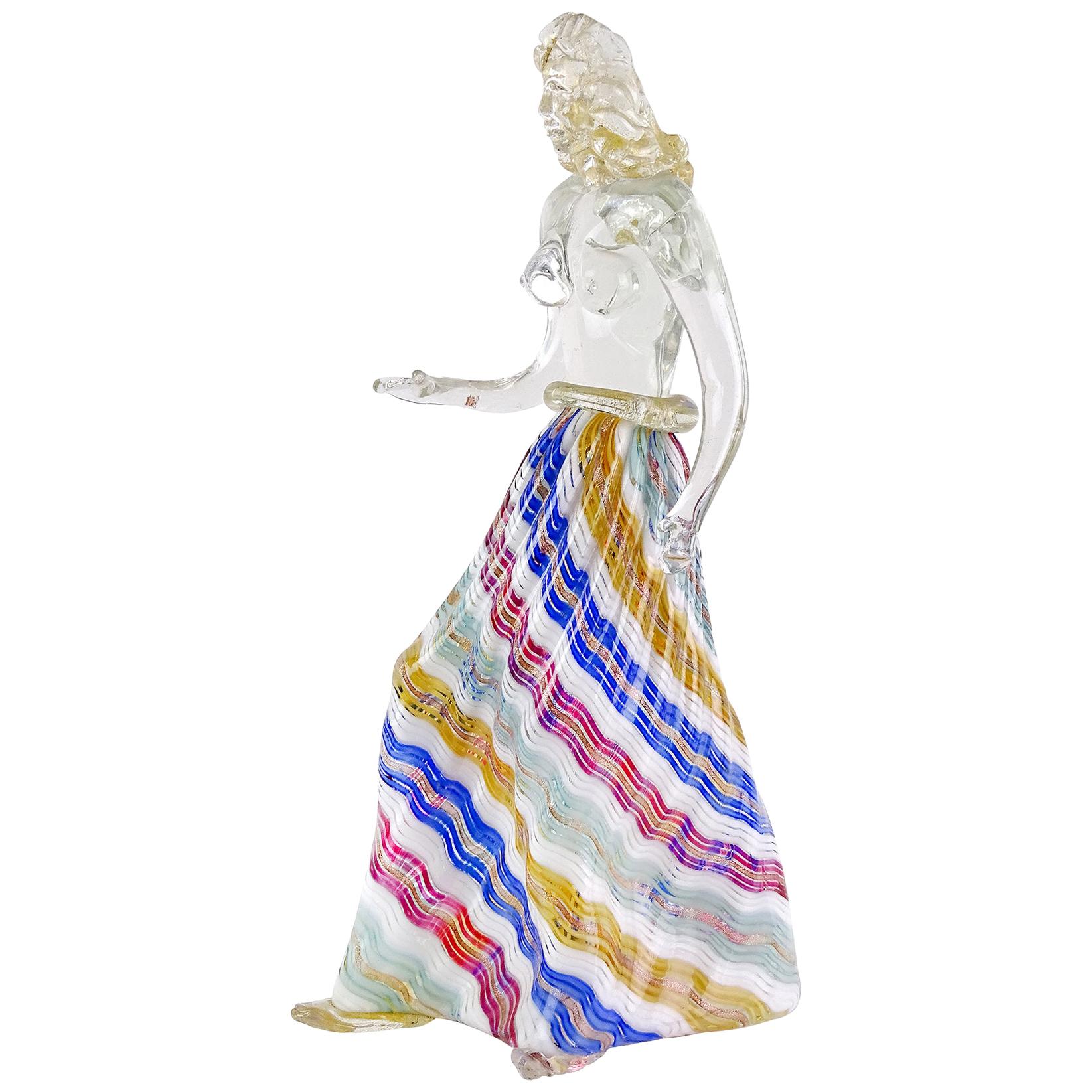 Dino Martens Murano Zig Zag Ribbons Skirt Italian Art Glass Nude Woman Sculpture