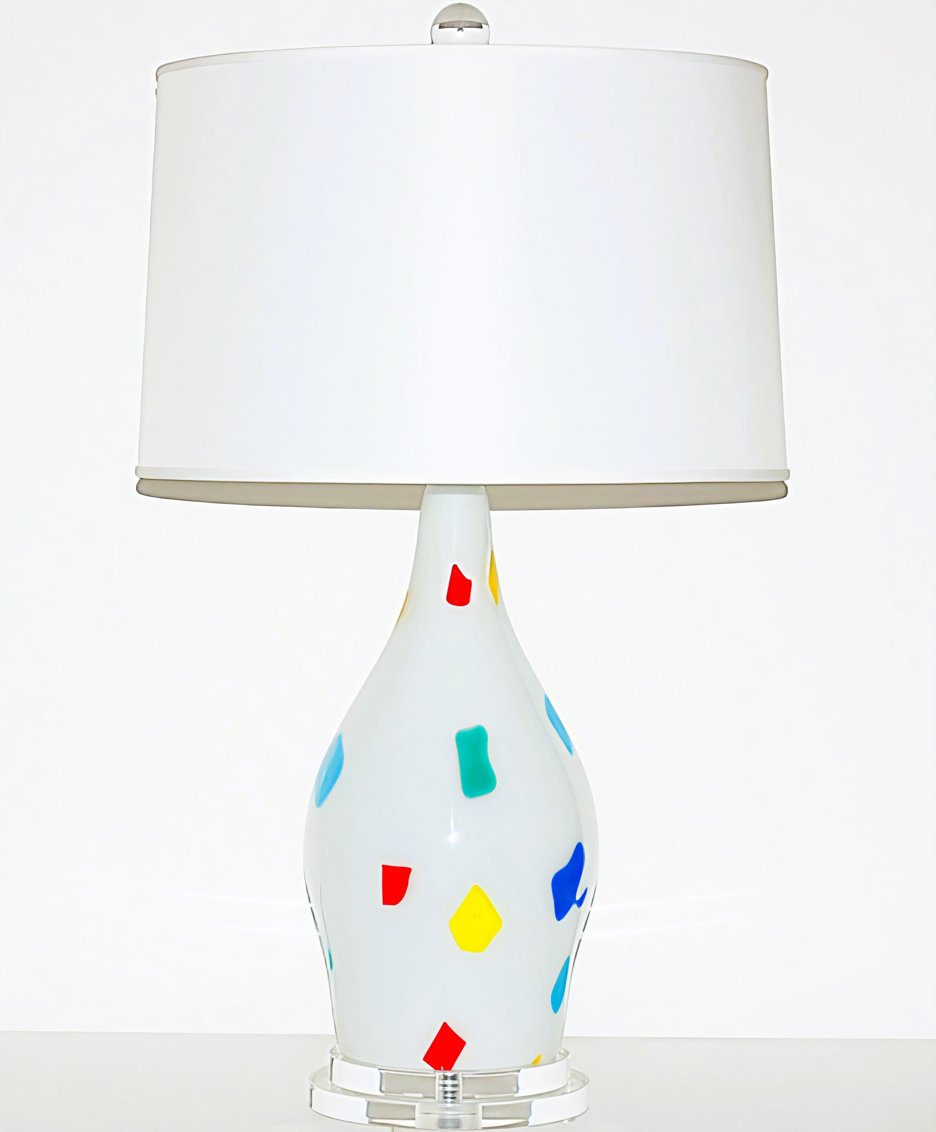 Mid-Century Modern Dino Martens - Paire de lampes Vintage Murano en patchwork en vente