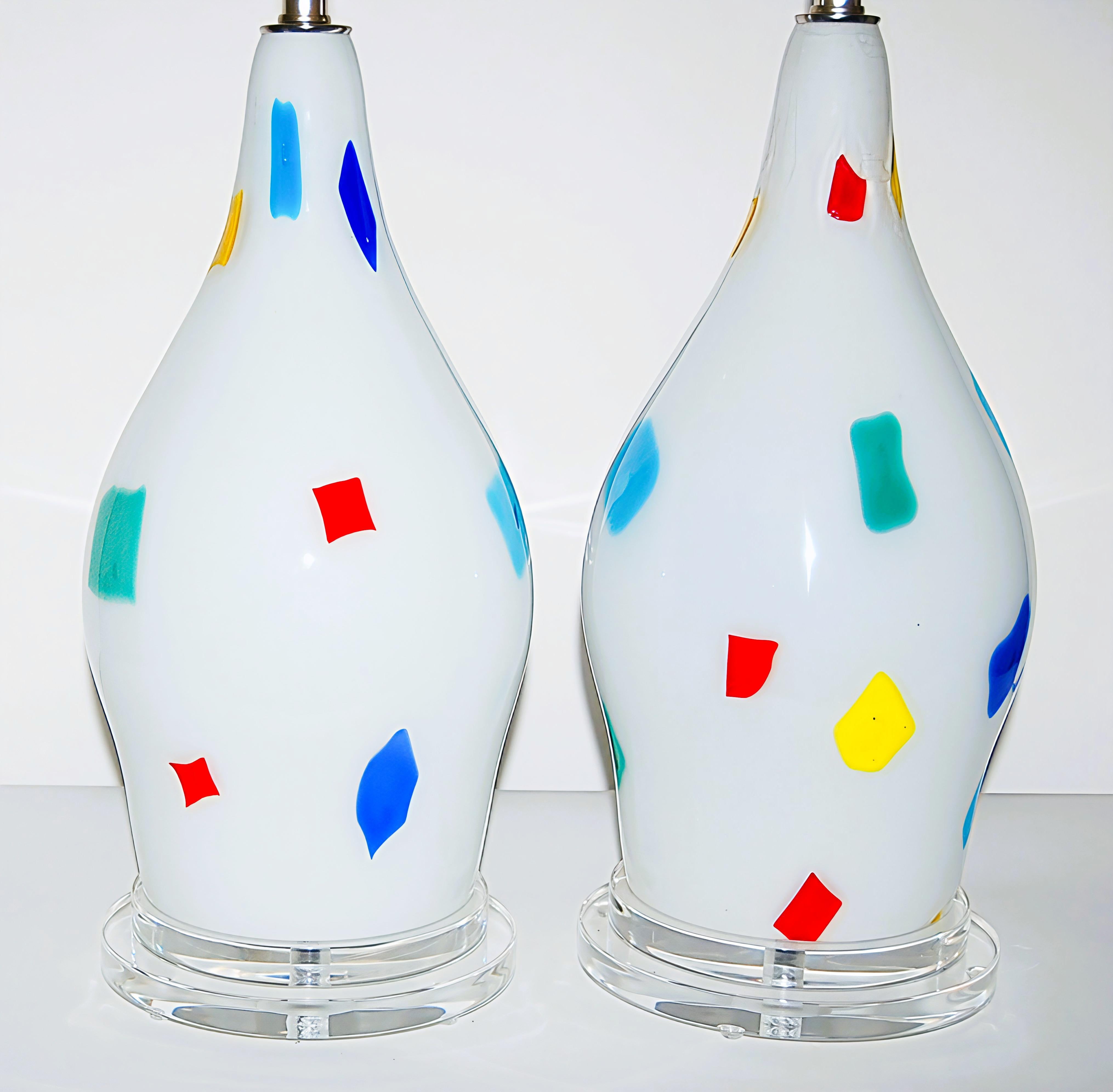 italien Dino Martens - Paire de lampes Vintage Murano en patchwork en vente
