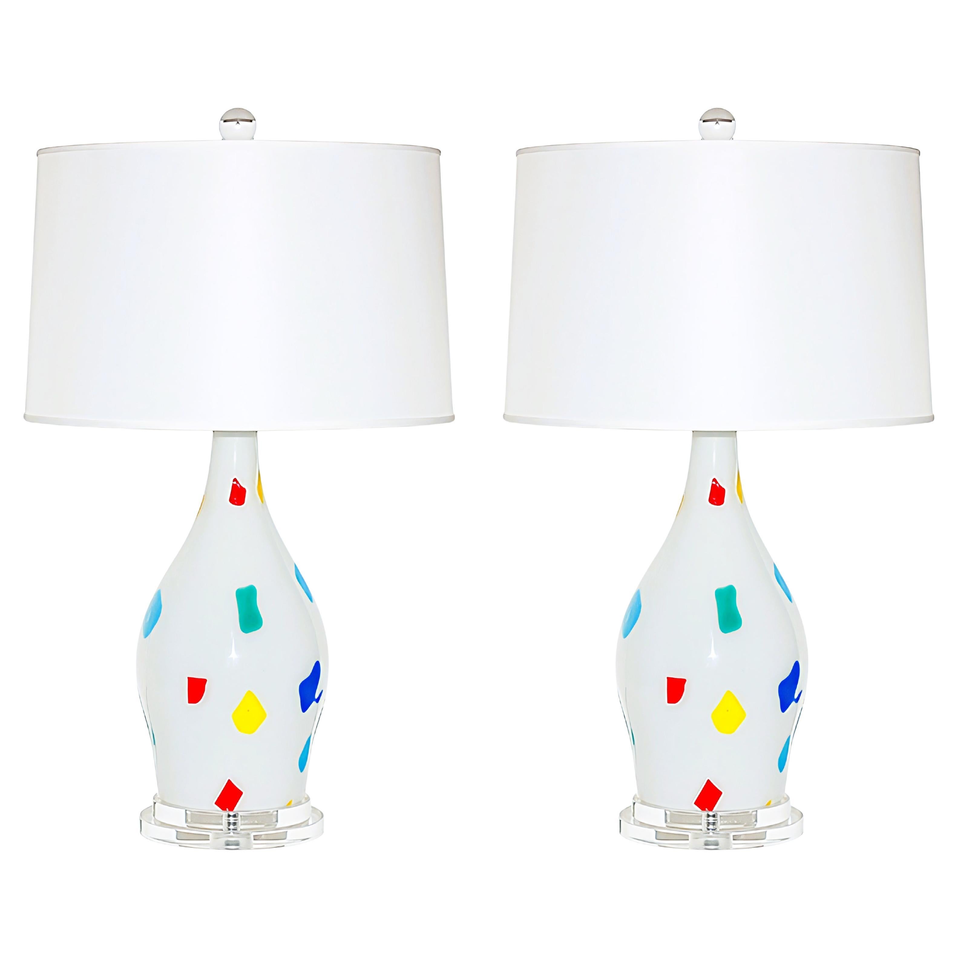 Dino Martens - Ein Paar Murano Patchwork-Lampen im Vintage-Stil