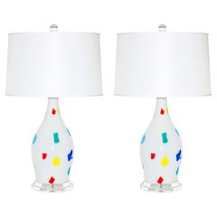 Dino Martens - Ein Paar Murano Patchwork-Lampen im Vintage-Stil