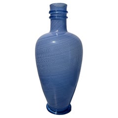 Dino Martens for Aureliano Toso, Blue and white reeded vase, Murano 1955