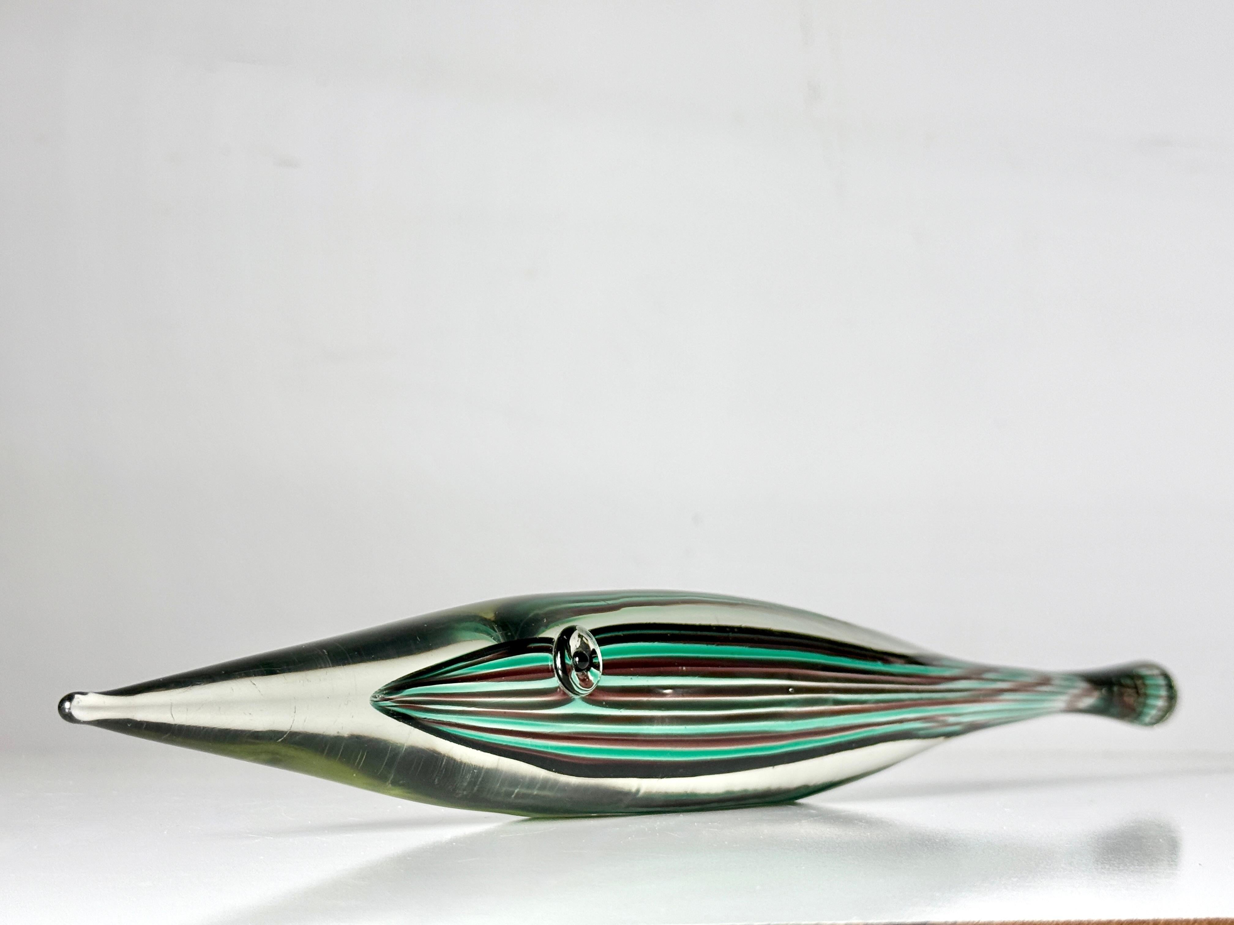 Mid Century Modern Glass Elongated Fish Sculpture by Gino Cenedese Italy 1950s For Sale 3