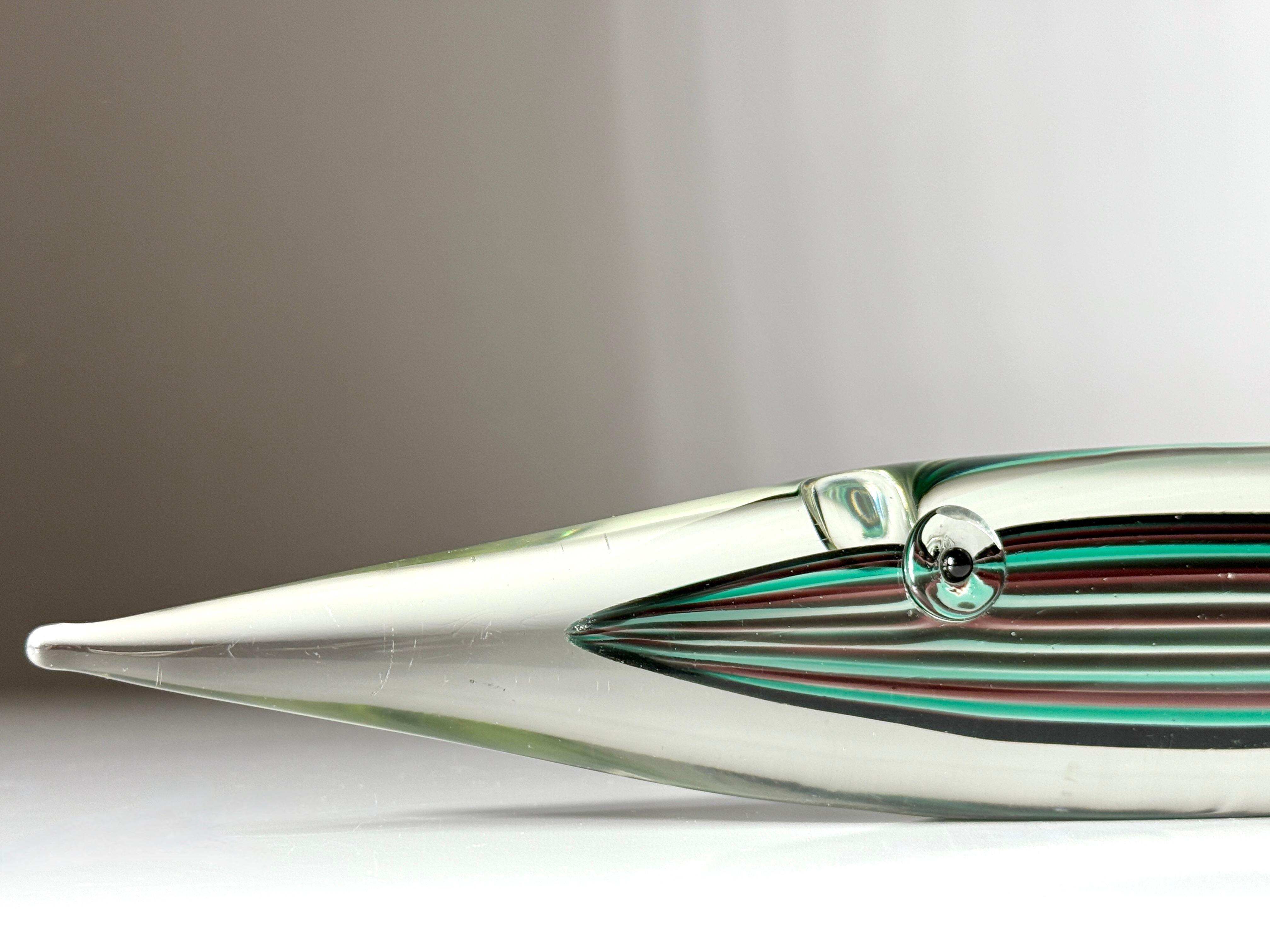 Mid Century Modern Glass Elongated Fish Sculpture by Gino Cenedese Italy 1950s For Sale 4
