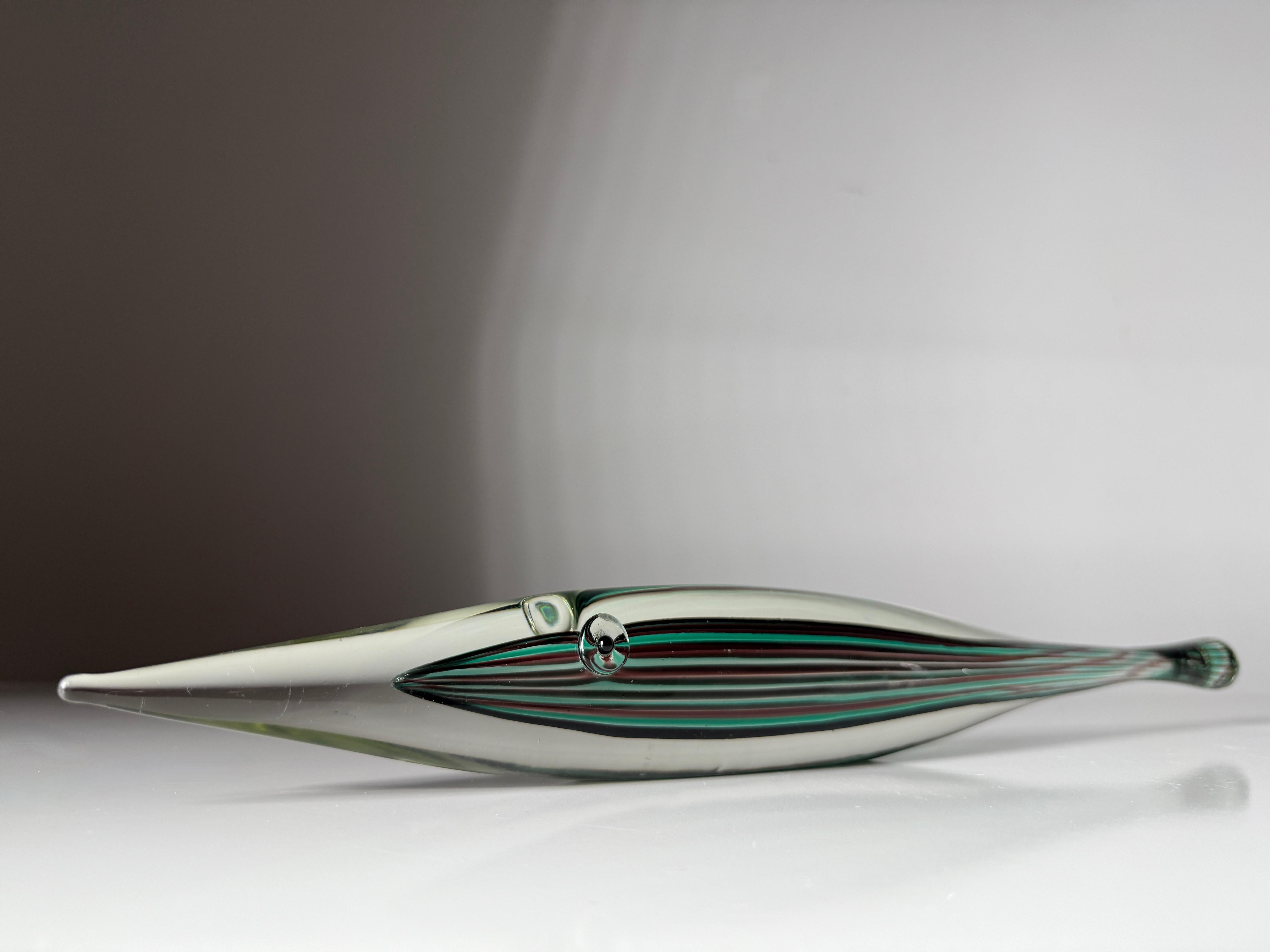 Mid-Century Modern Mid Century Modern Glass Elongated Fish Sculpture by Gino Cenedese Italy 1950s For Sale