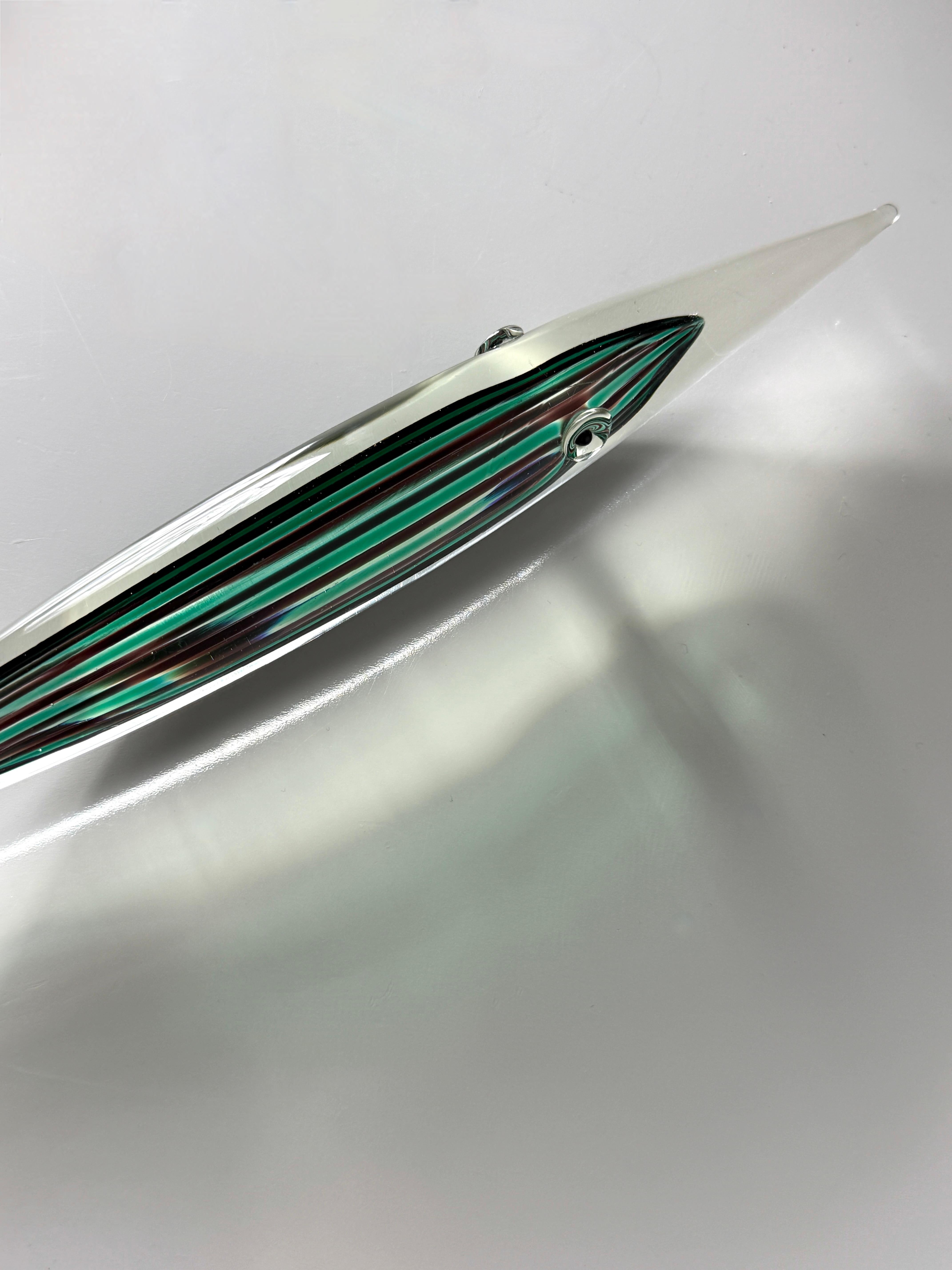Italian Mid Century Modern Glass Elongated Fish Sculpture by Gino Cenedese Italy 1950s For Sale