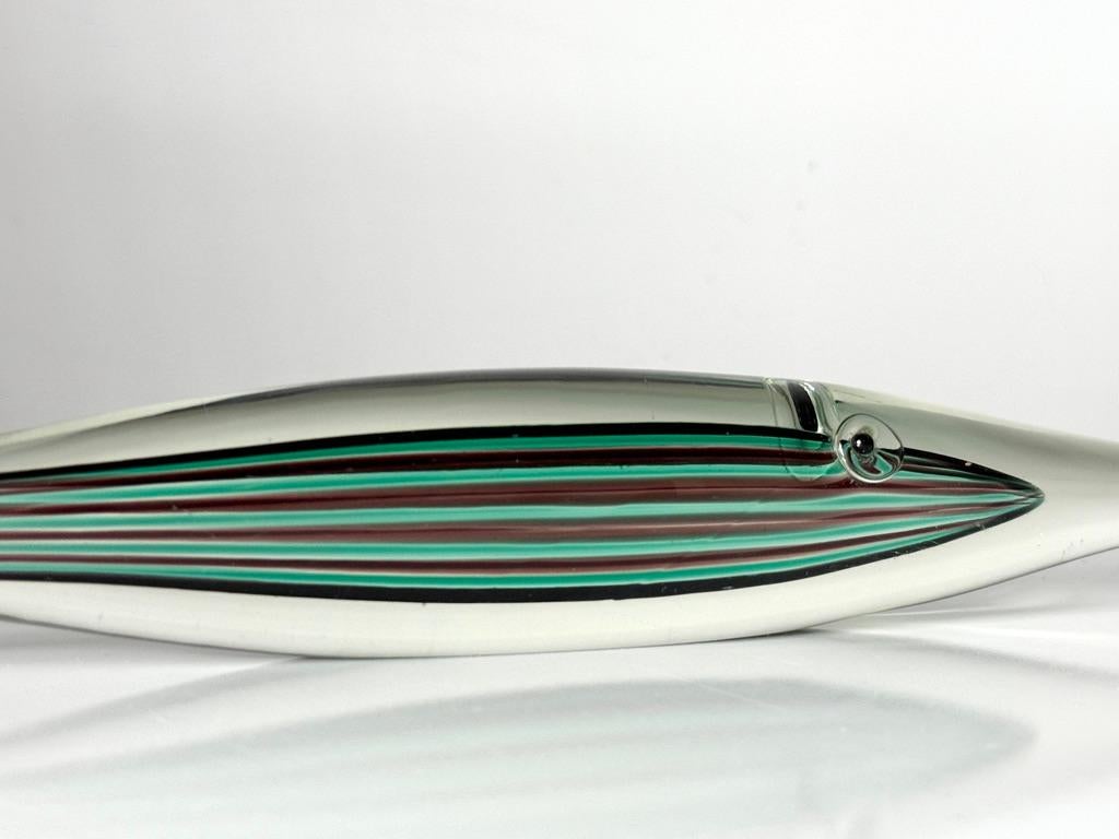 Mid-20th Century Mid Century Modern Glass Elongated Fish Sculpture by Gino Cenedese Italy 1950s For Sale