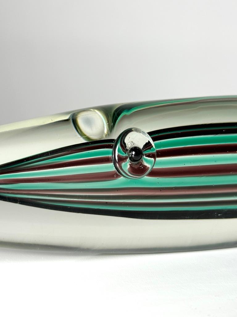 Blown Glass Mid Century Modern Glass Elongated Fish Sculpture by Gino Cenedese Italy 1950s For Sale