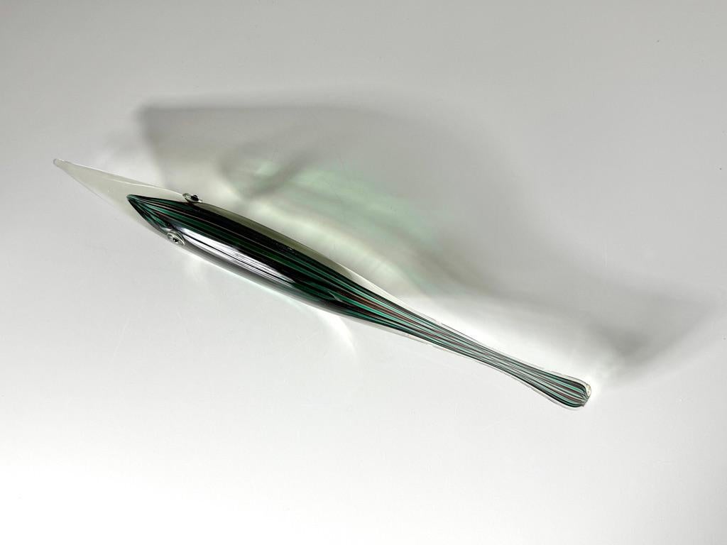Mid Century Modern Glass Elongated Fish Sculpture by Gino Cenedese Italy 1950s For Sale 2