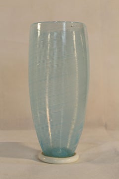 Dino Martens Vase für Aureliano Toso, Muranoglas, Hellblau und Weiß, 1960er Jahre