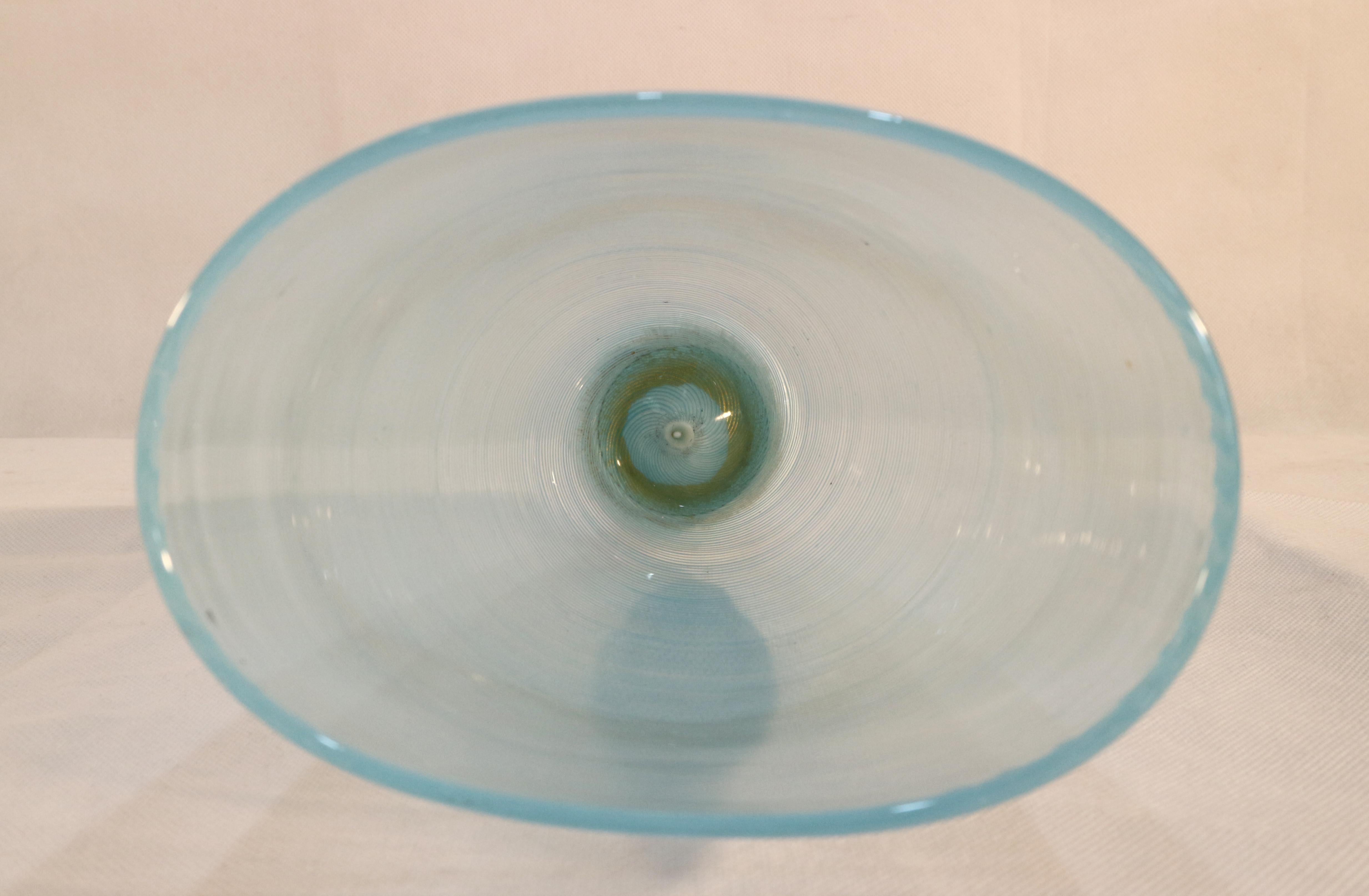 Italian Dino Martens Vase for Aureliano Toso, Murano Glass, Light Blue and White, 1960s For Sale