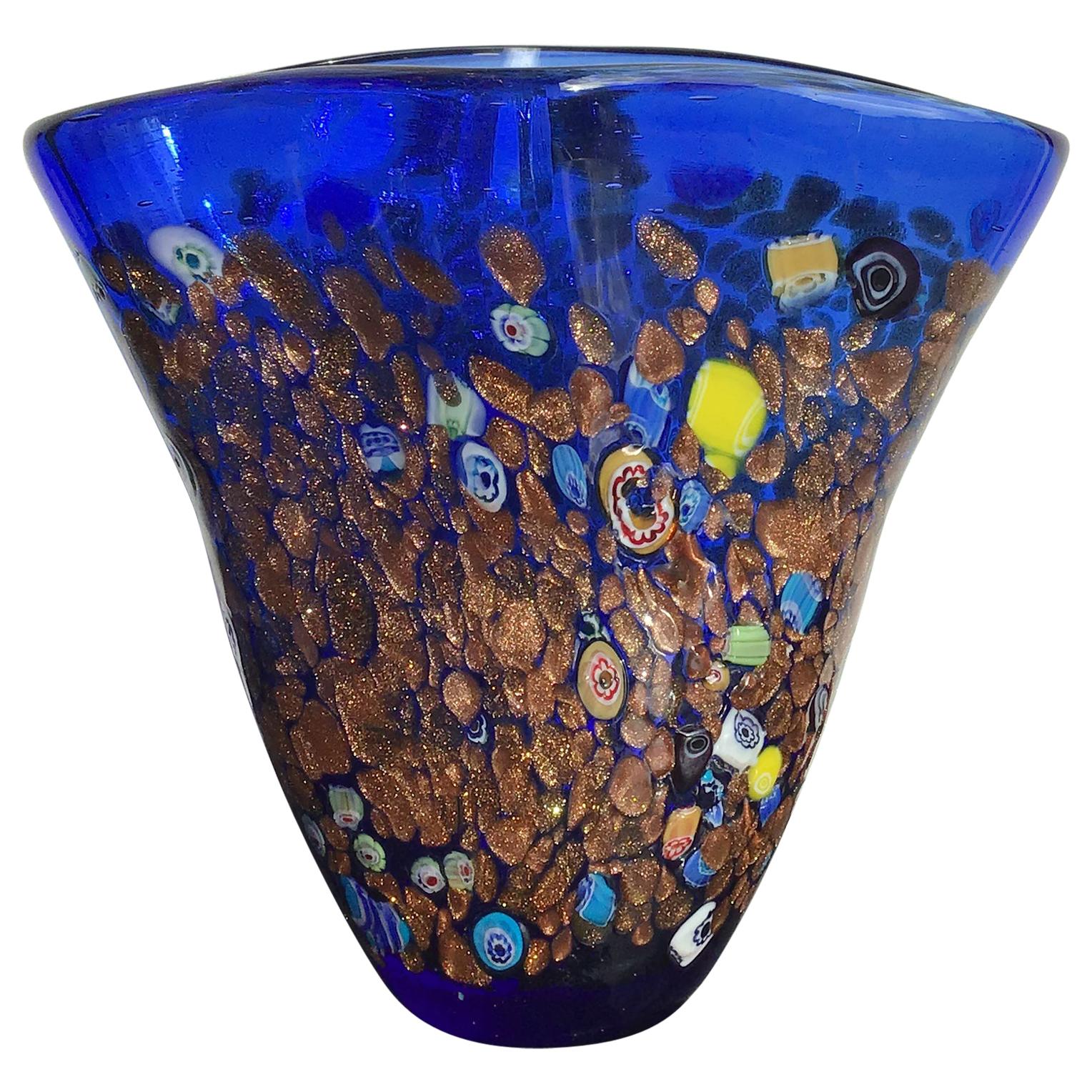 Dino Martens Vase Murano Glas Murrine 1950 Italien im Angebot