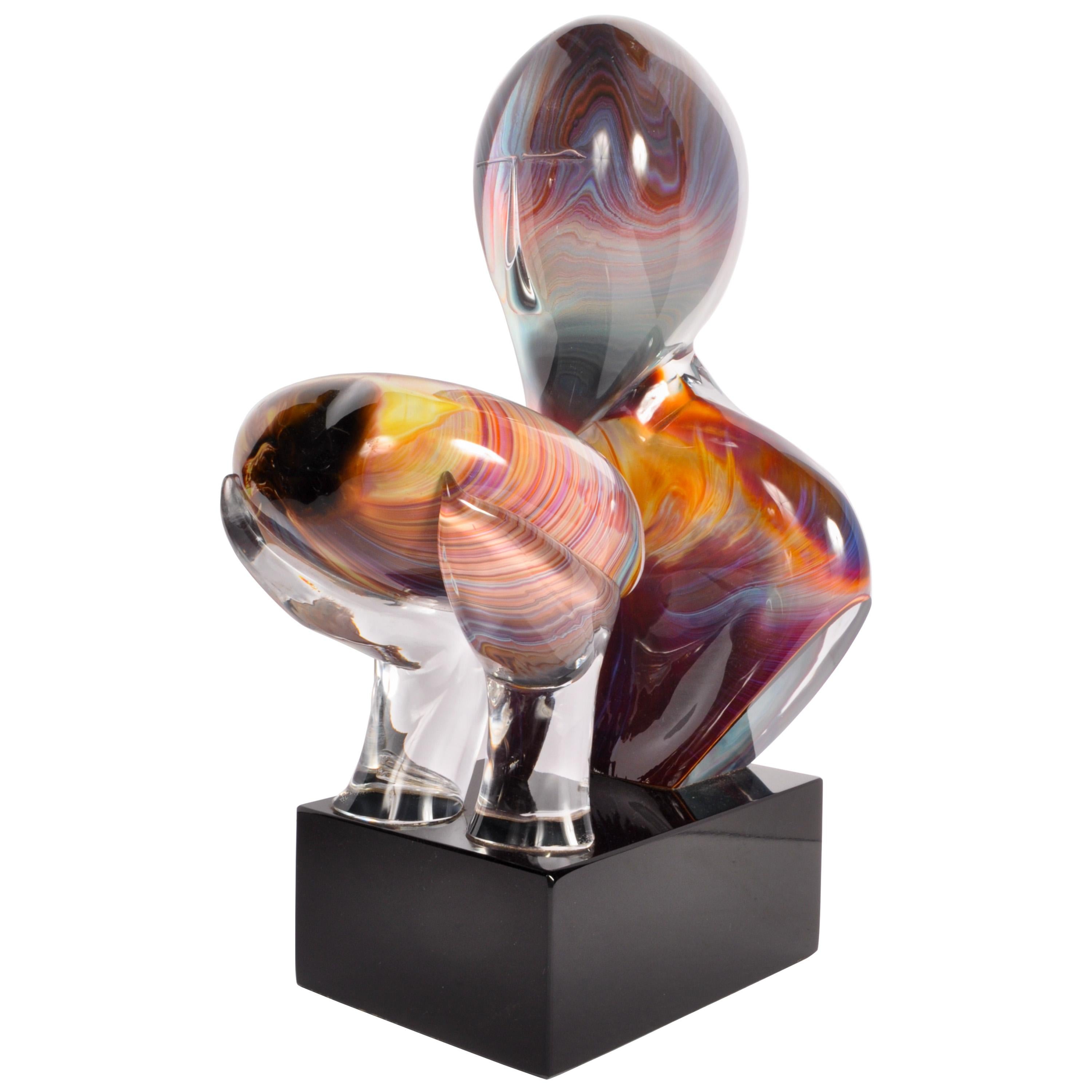 Italian Modernist Handblown Murano Glass Sculpture 