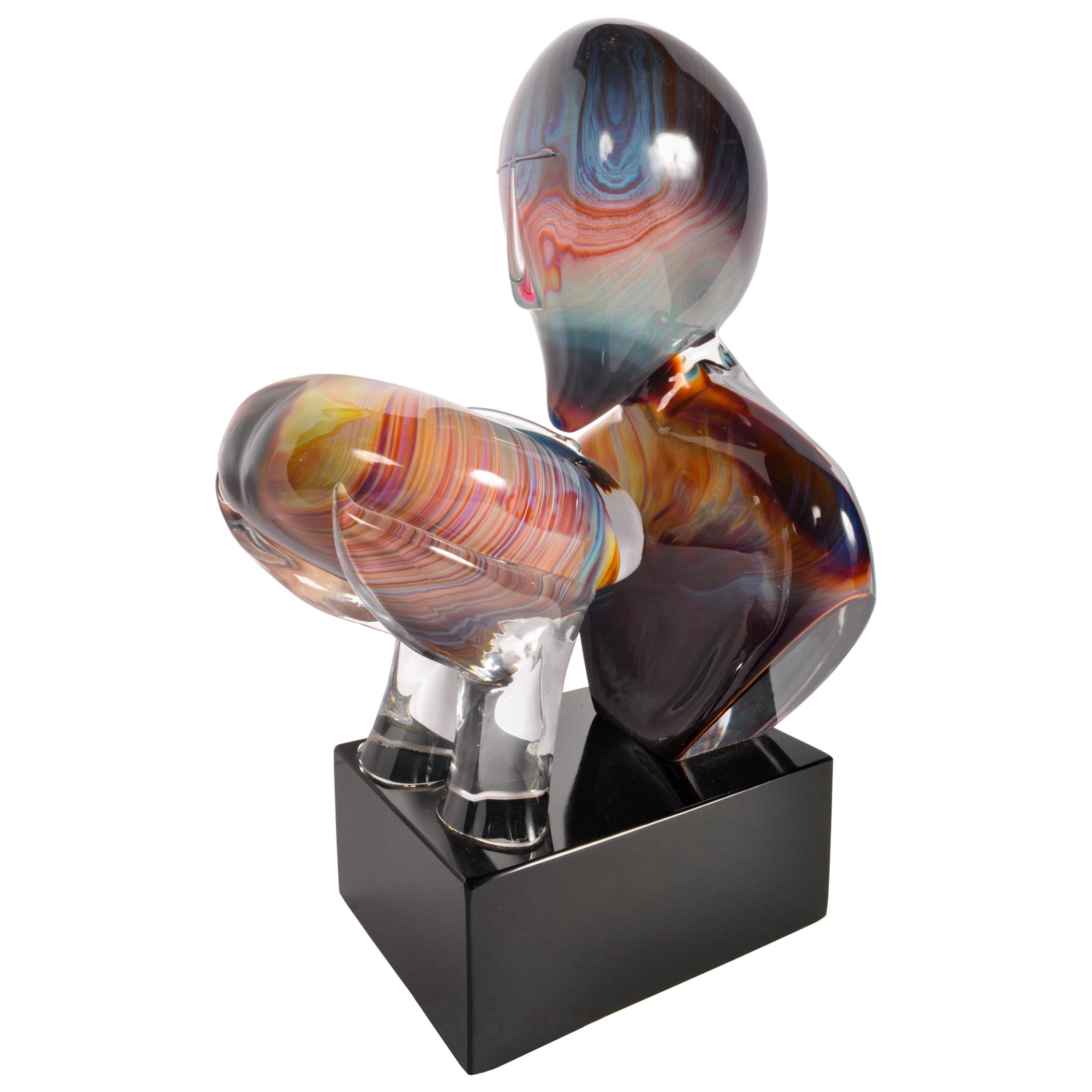 Italian Modernist Handblown Murano Glass Sculpture 
