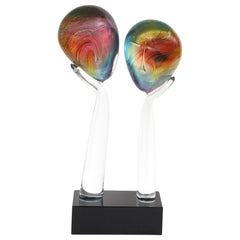 Dino Rosin "Amanti" The Lovers Iridescent Murano Art Glass Sculpture, Italy