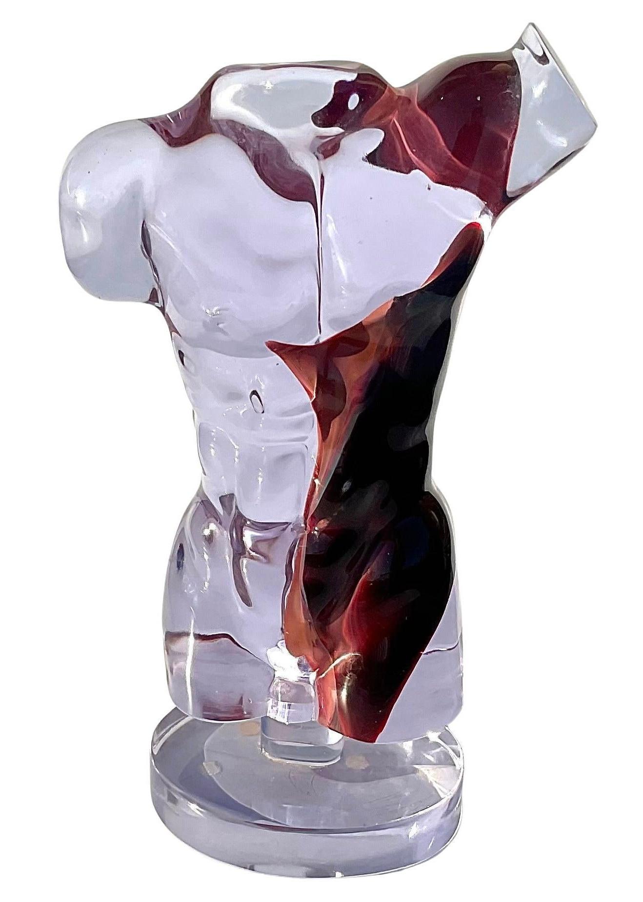 Dino Rosin Large Murano Chalcedony Glass nude male Adonis Sculpture Signed By the artist. 