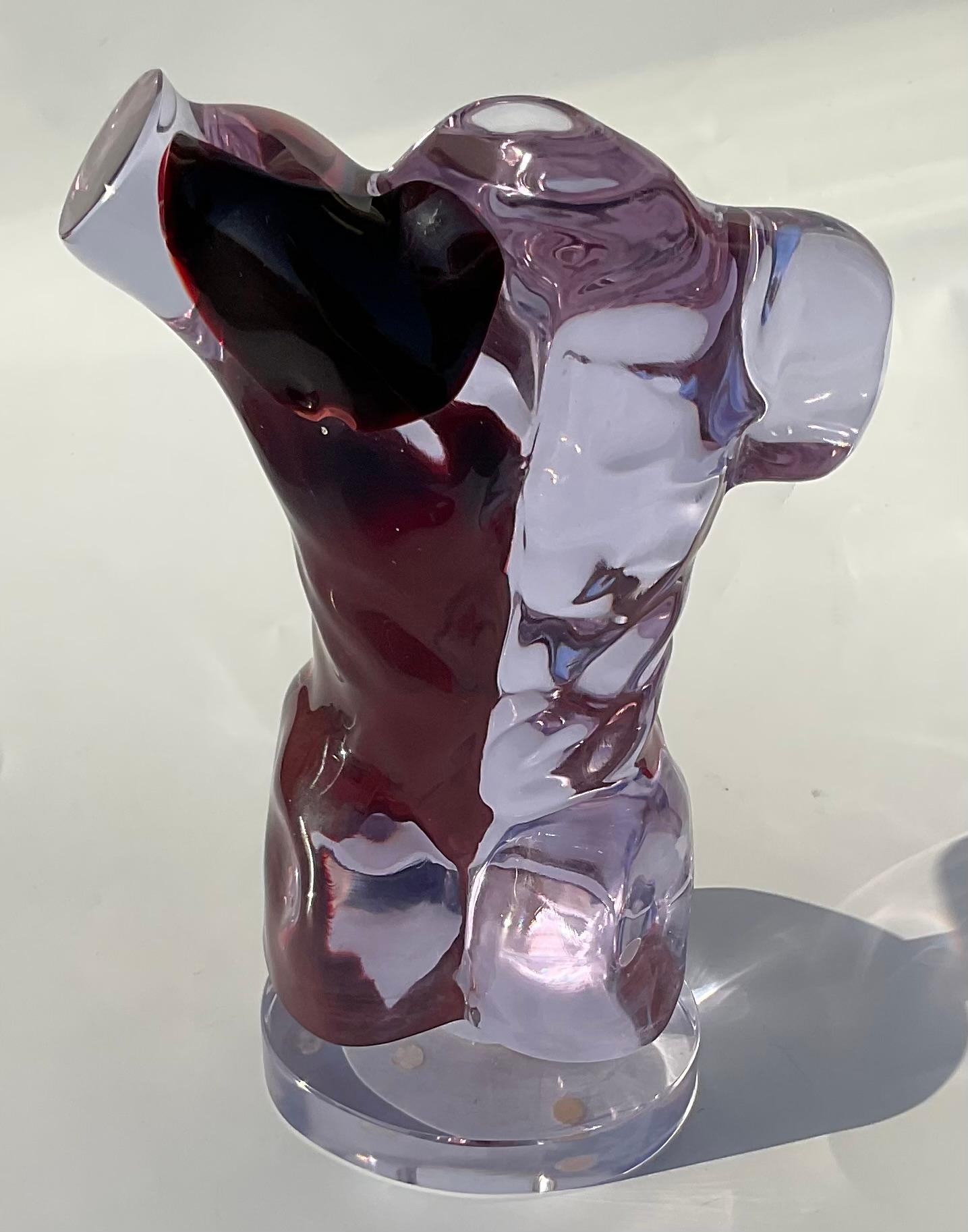 Italian Dino Rosin Large Murano Chalcedony Glass nude male Adonis Sculpture Signed  For Sale