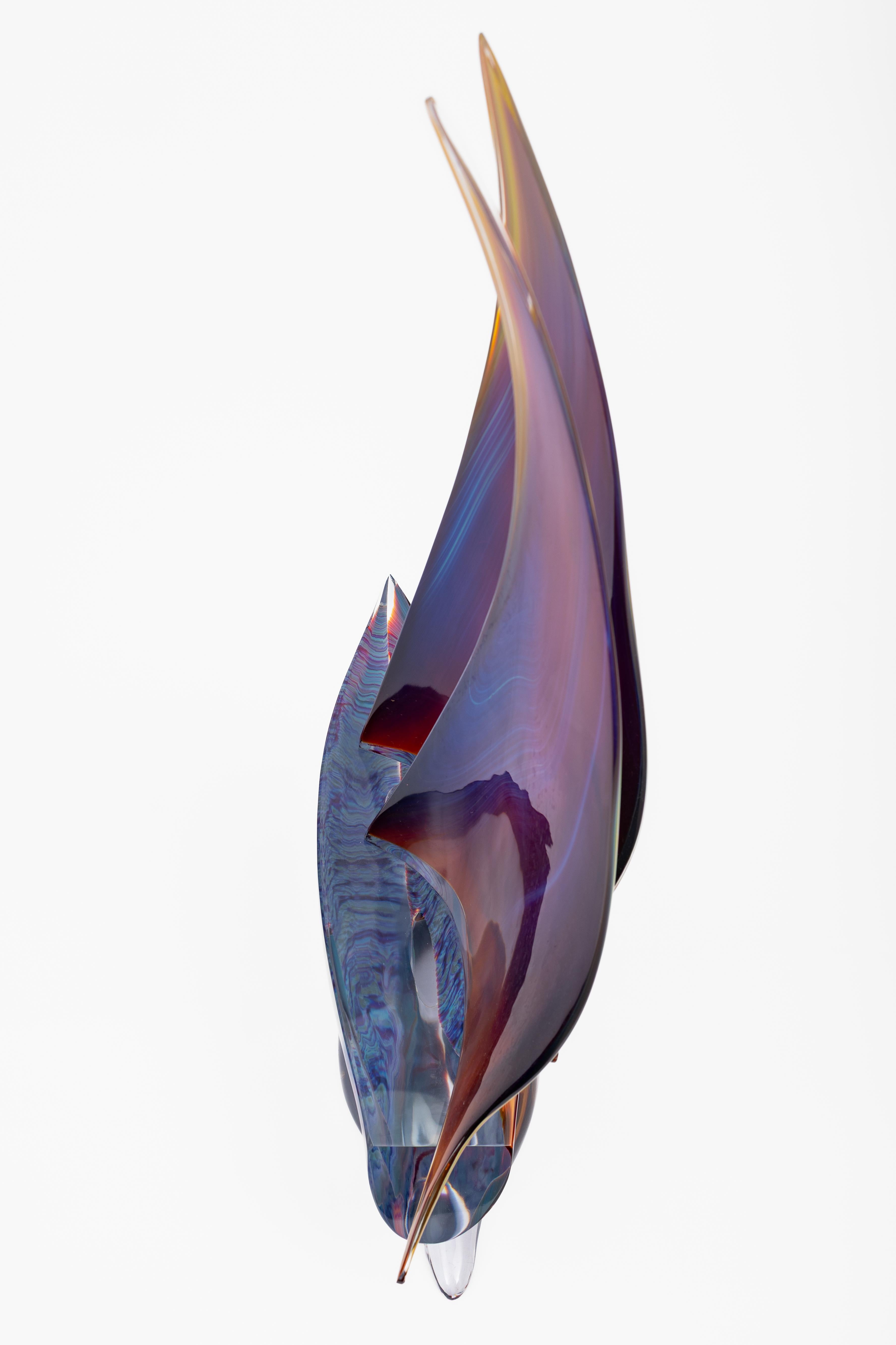 Vetro artistico Dino Rosin: Murano sailboat, calcedonia glass sculpture in vendita