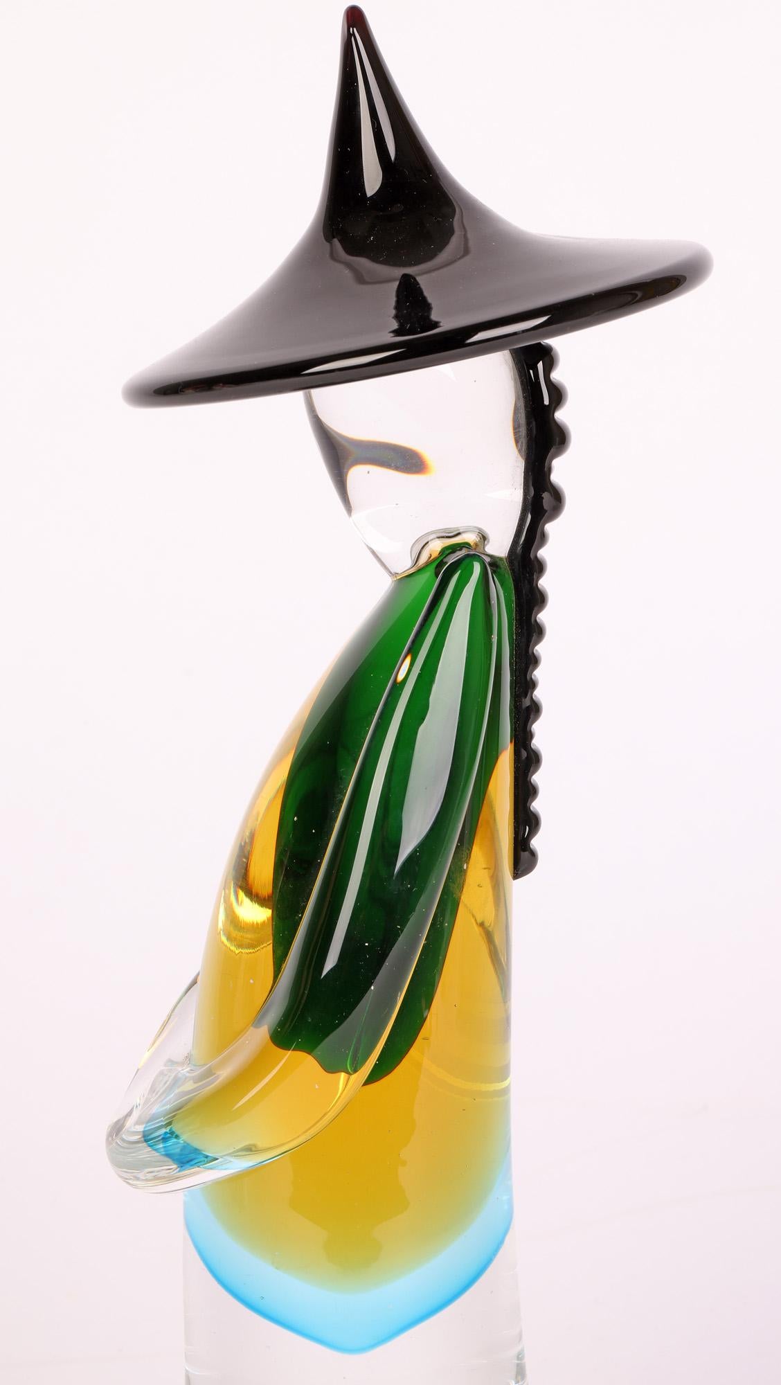 Italian Dino Rosin Murano Sommerso Glass Chinese Figure 