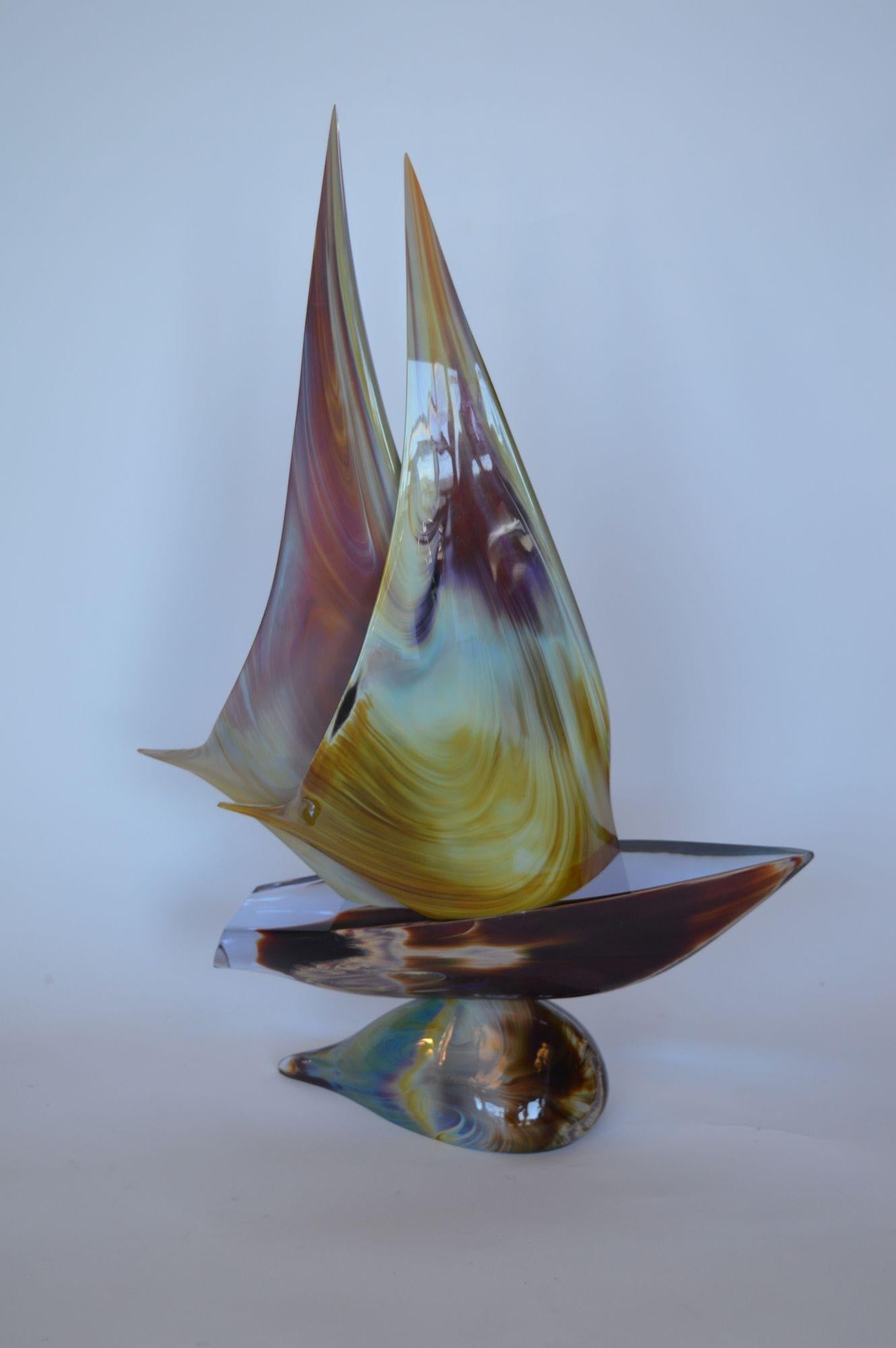 Dino Rosin Studio, Murano-Skulptur „Segelboot“ aus dem späten 20. Jahrhundert (Glas) im Angebot